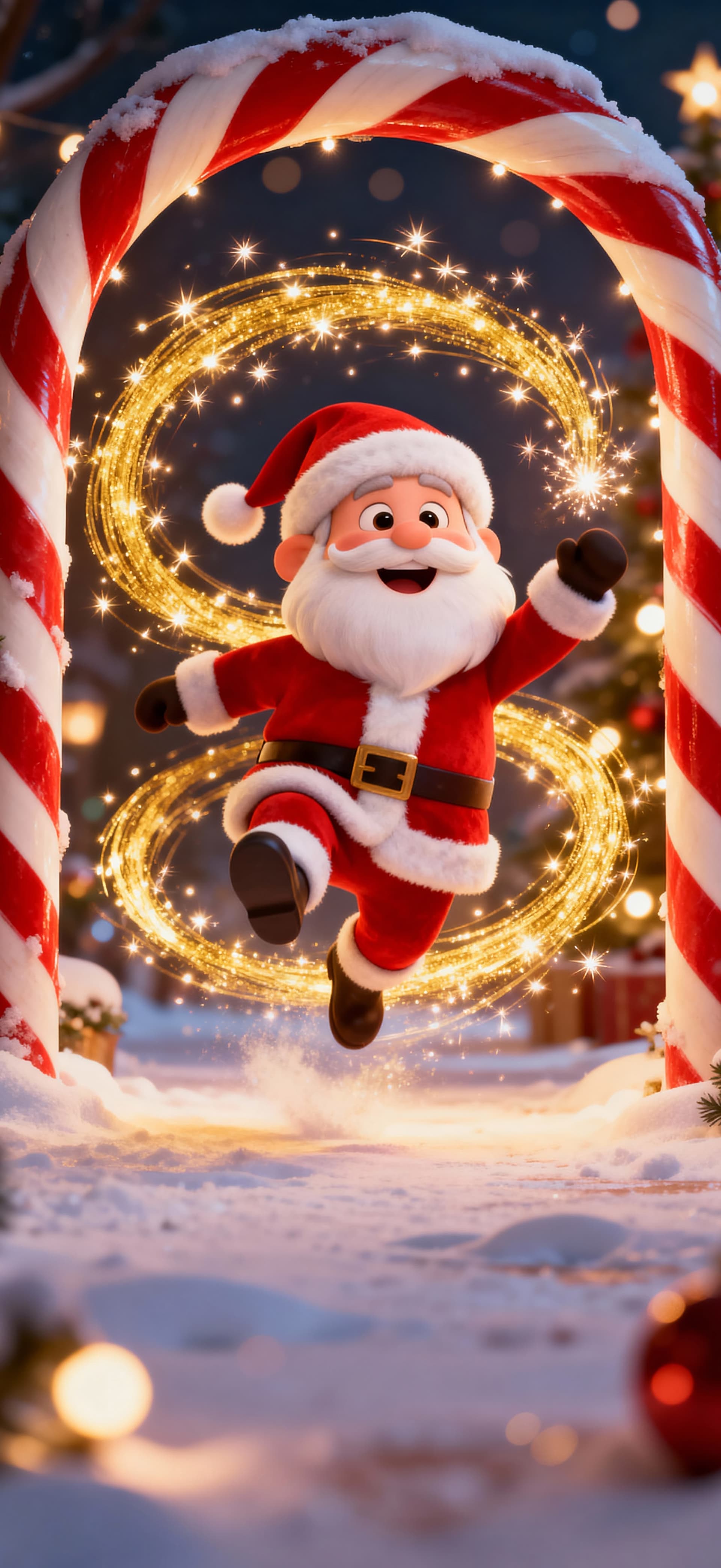 Happy Santa jumping magic 3 - free phone wallpaper