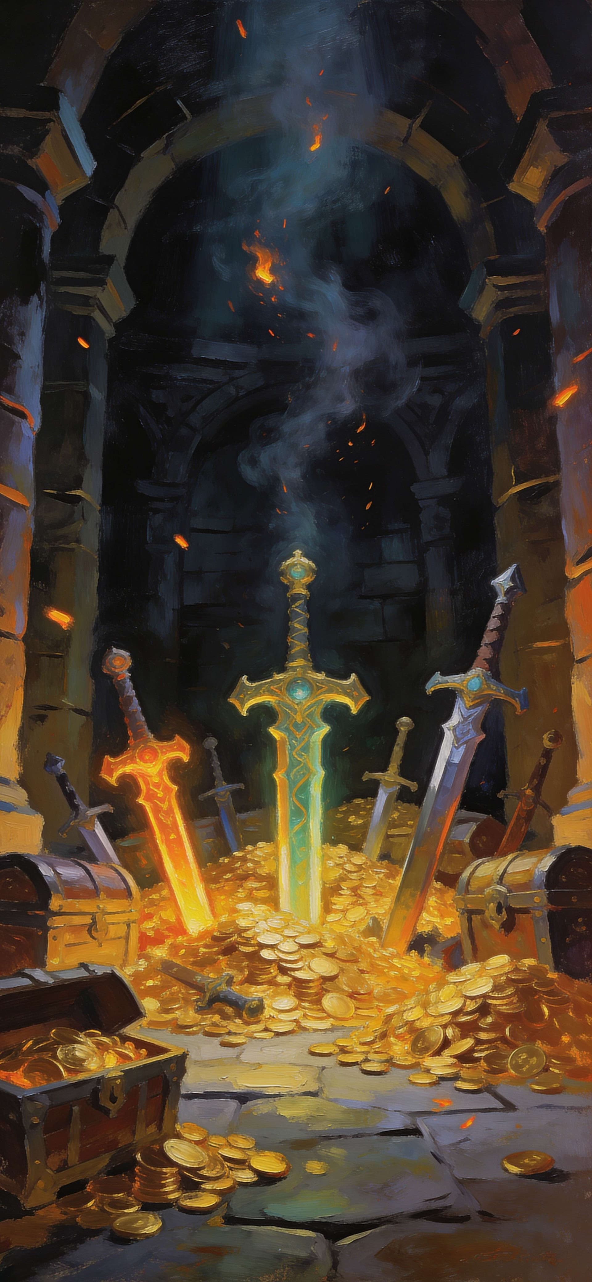 Dungeon Treasure Swords - free phone wallpaper