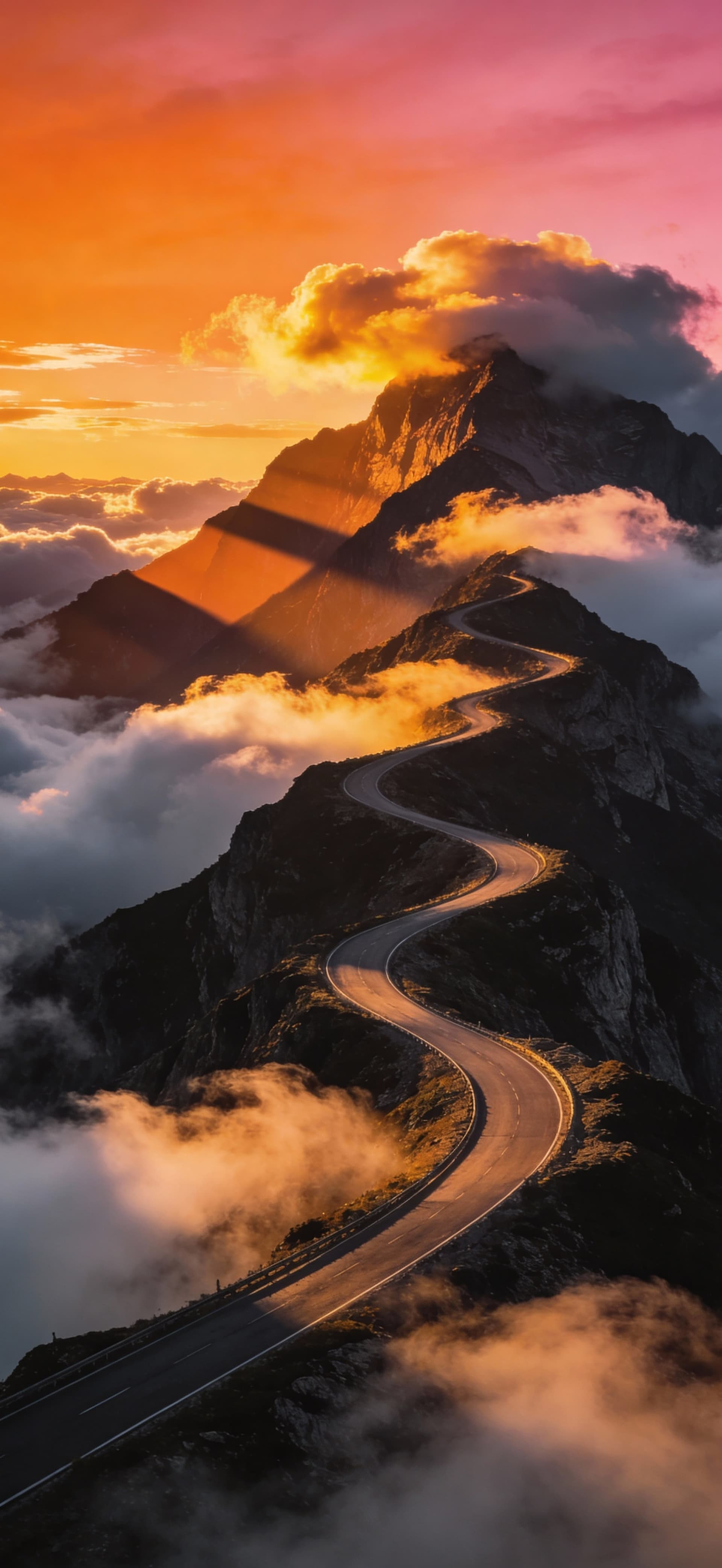 Mountain Road Sunset 3 - free phone wallpaper