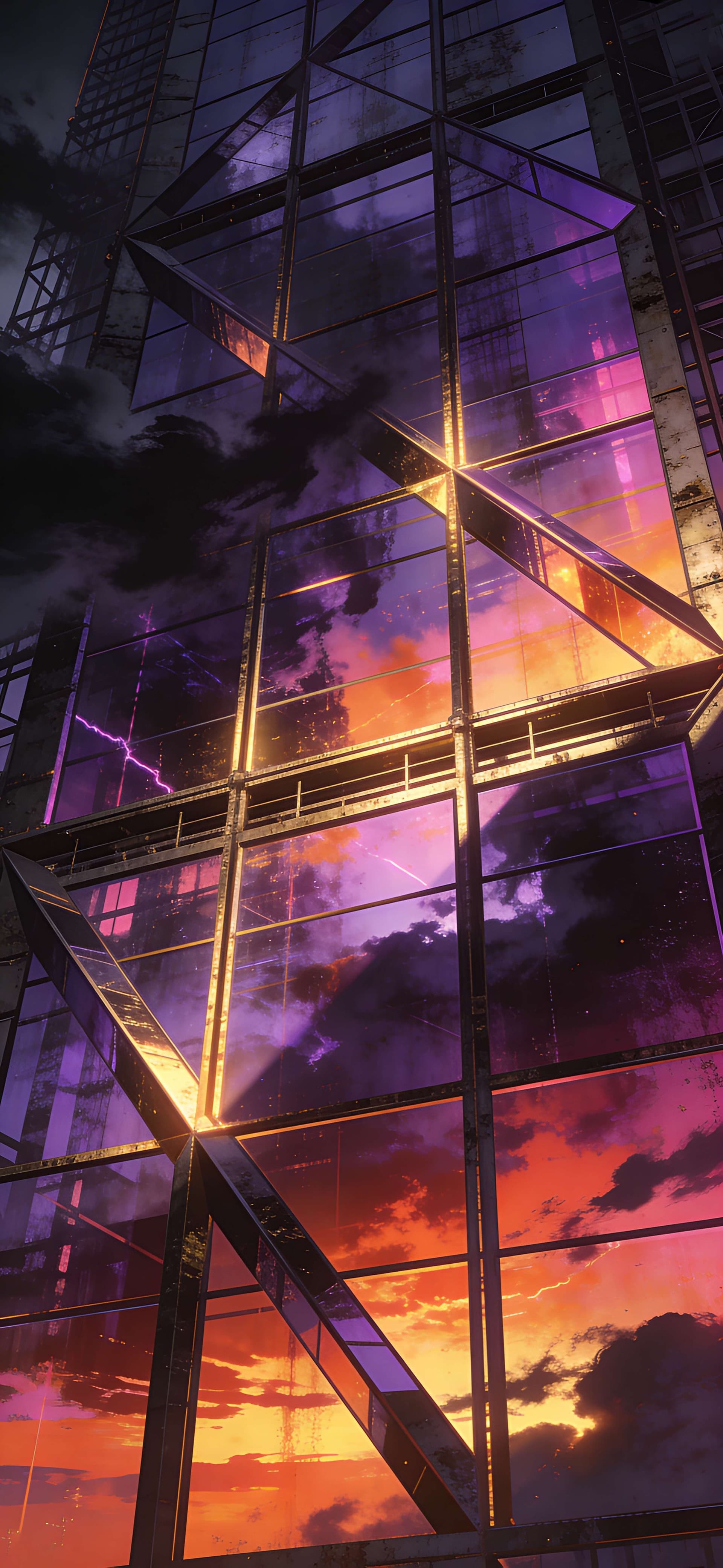Sunset Cityscape Anime - free phone wallpaper