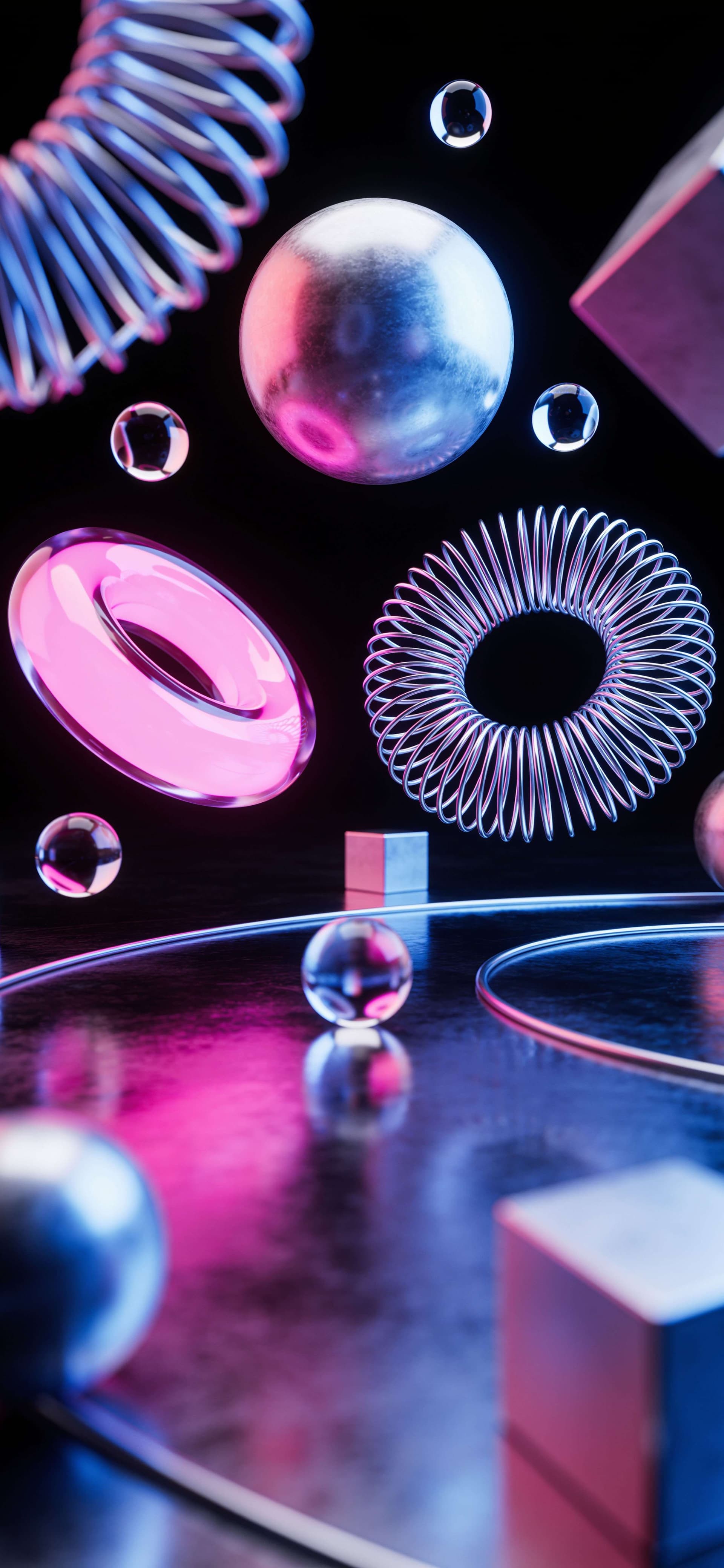 Neon Geometric Forms - free phone wallpaper
