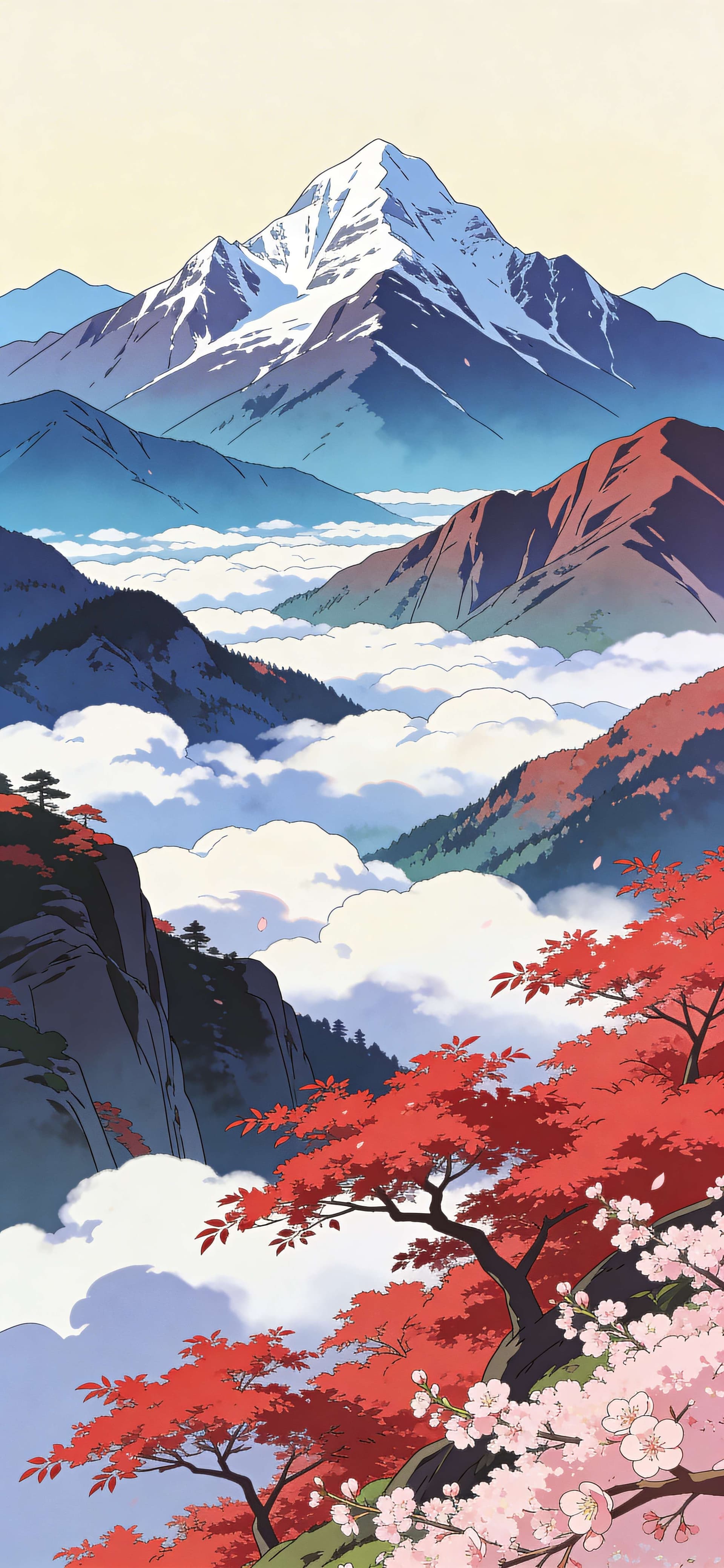 Serene Mountain Blossoms - free phone wallpaper