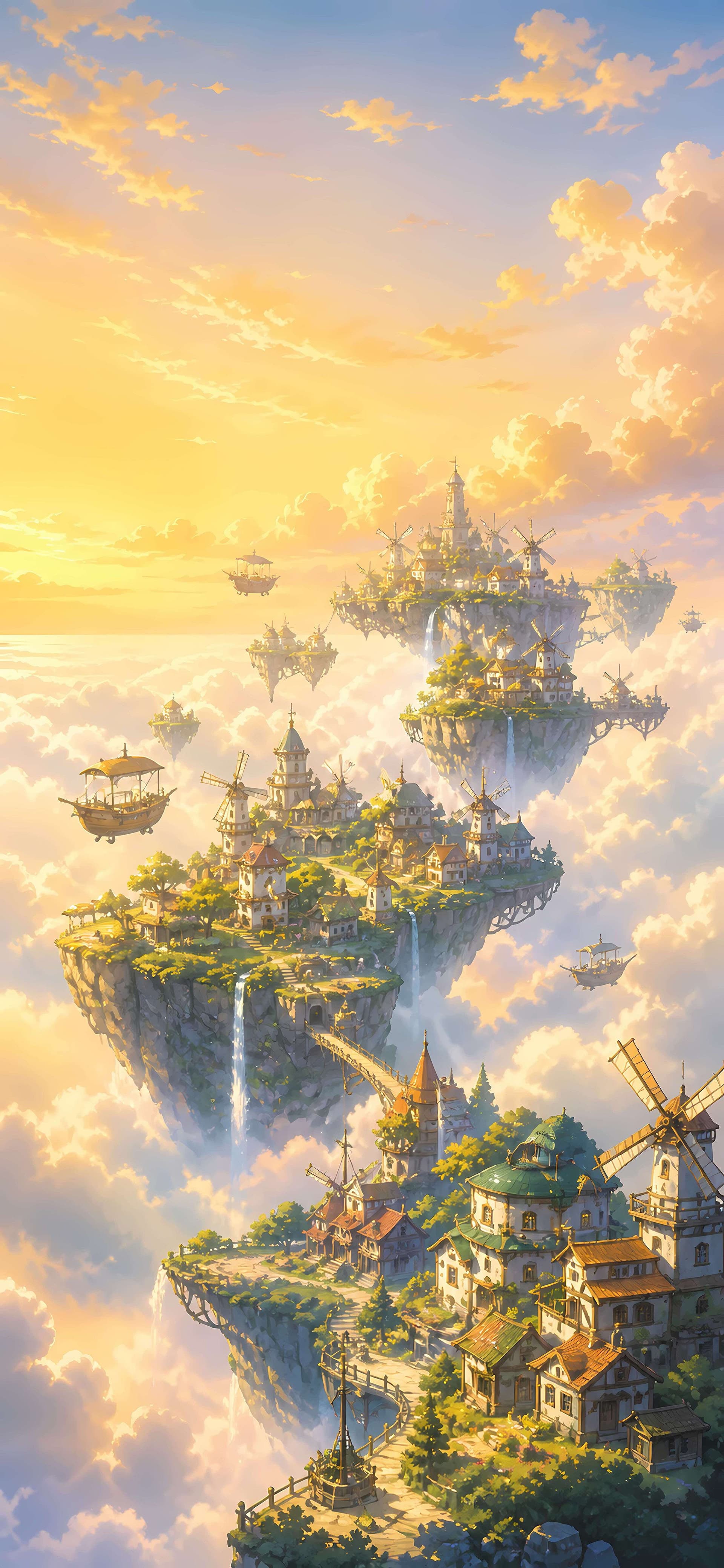 Skyward Fantasy Village - free phone wallpaper