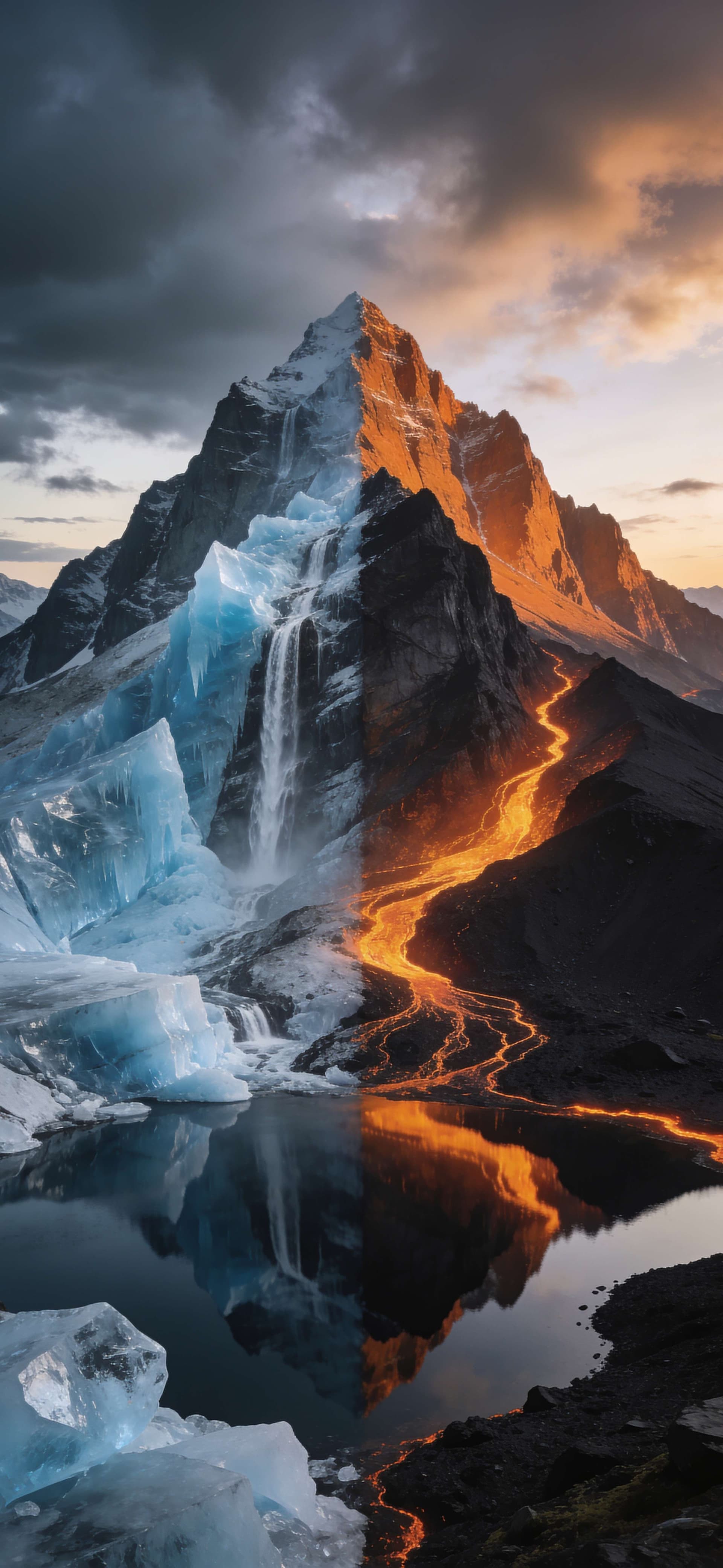 Fire and Ice Peak - free phone wallpaper