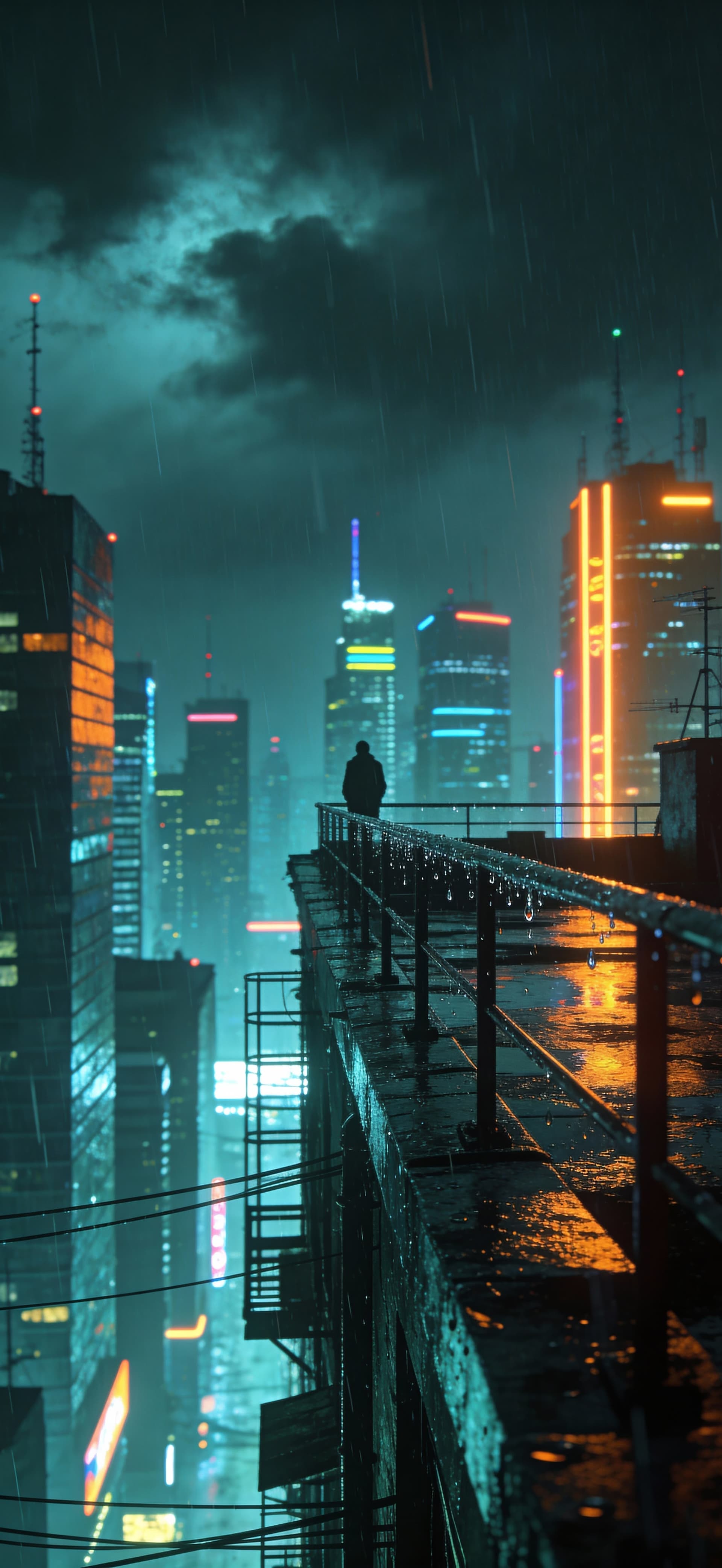 Cyberpunk Rain Night 2 - free phone wallpaper