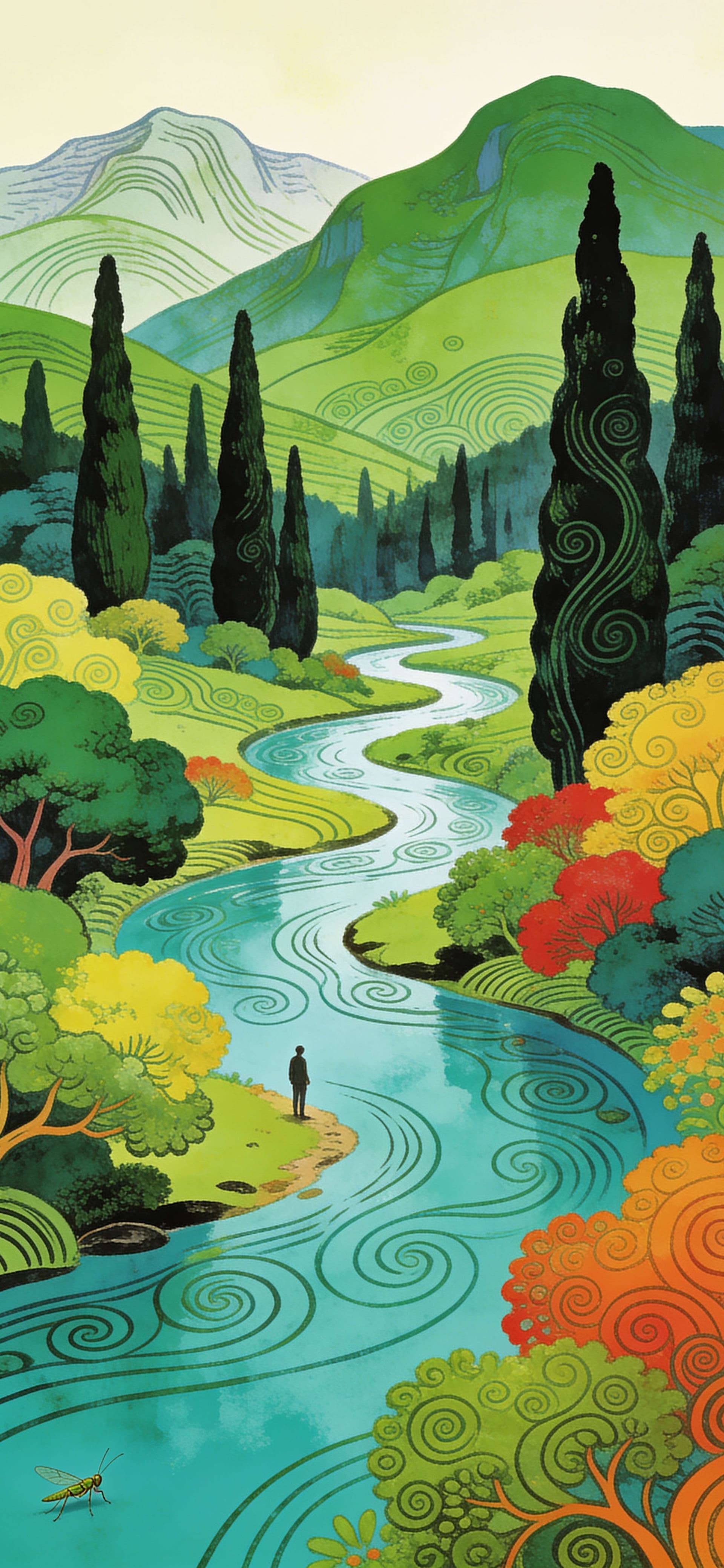 Winding River Valley - free phone wallpaper