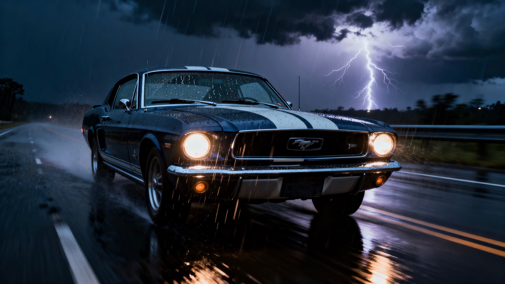 Stormy Mustang Ride - free desktop wallpaper