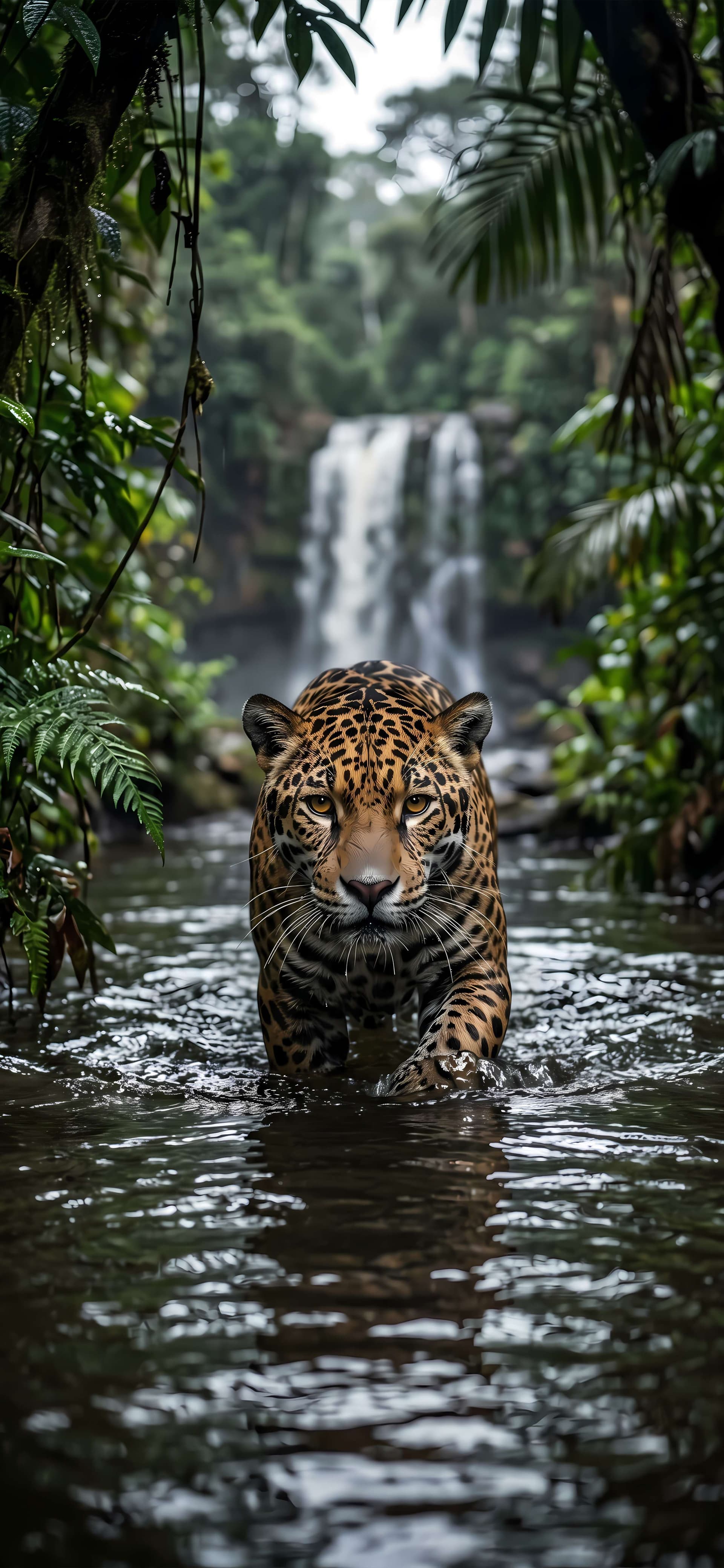 Jungle Jaguar Stroll - free phone wallpaper