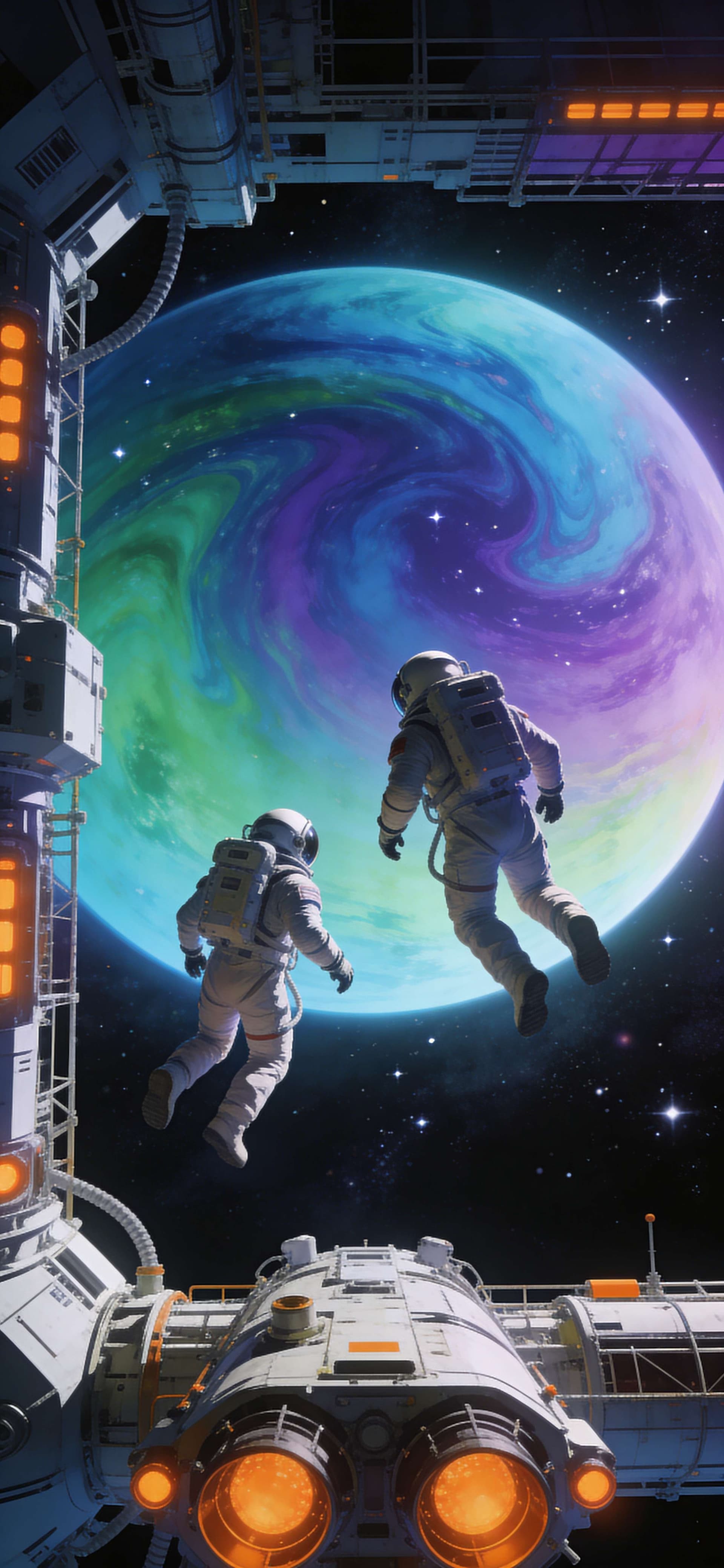 Astronauts in Orbit - free phone wallpaper