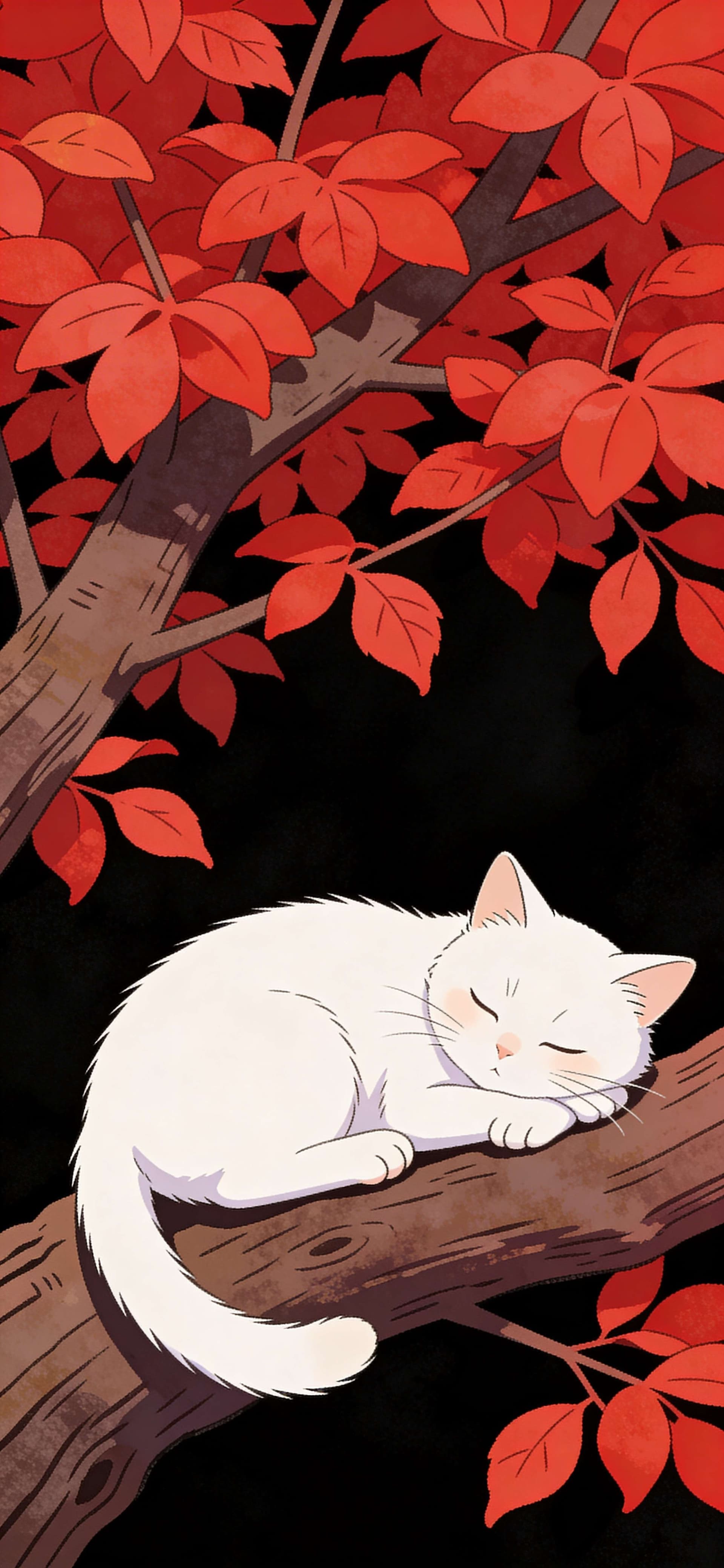 Autumn Cat Nap - Pro phone wallpaper