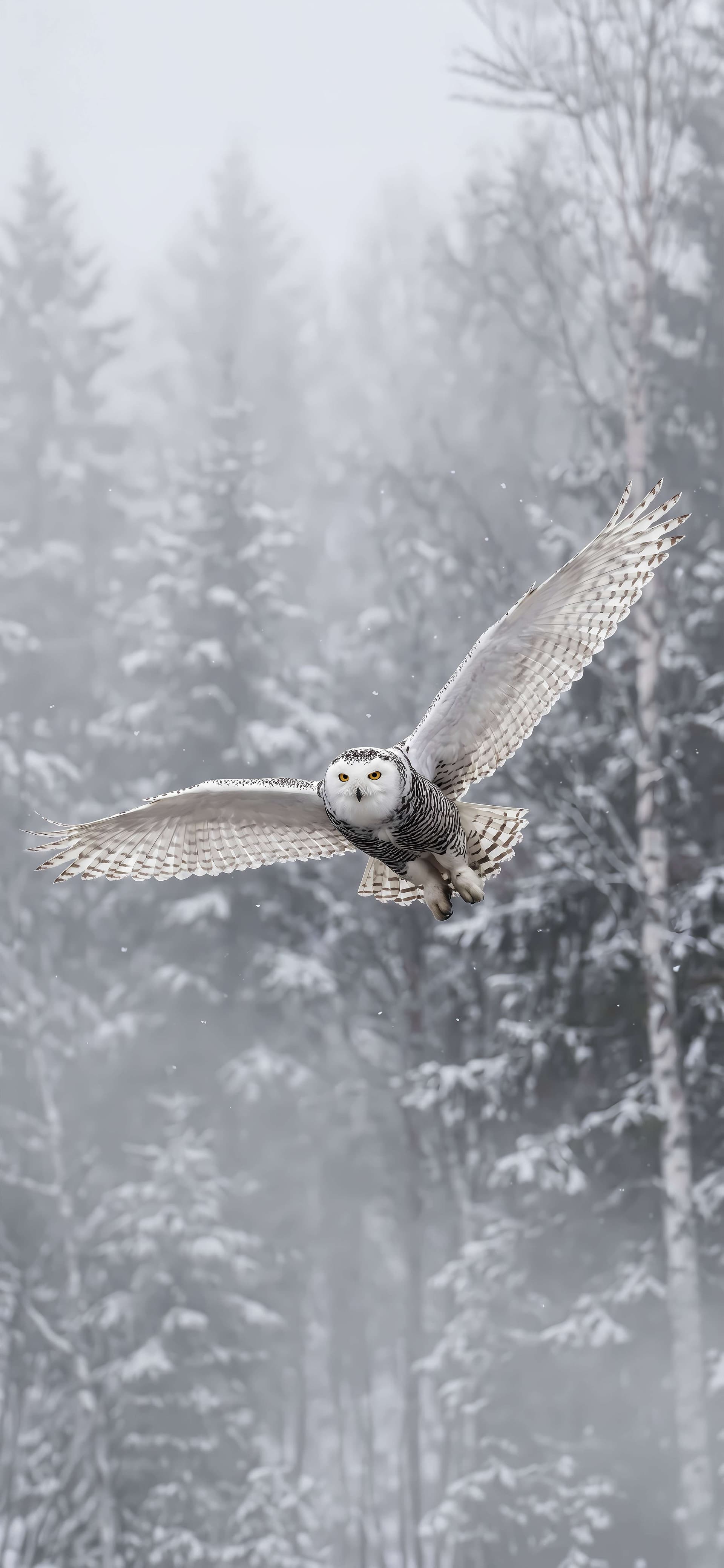 Winter Owl Flight - Pro phone wallpaper