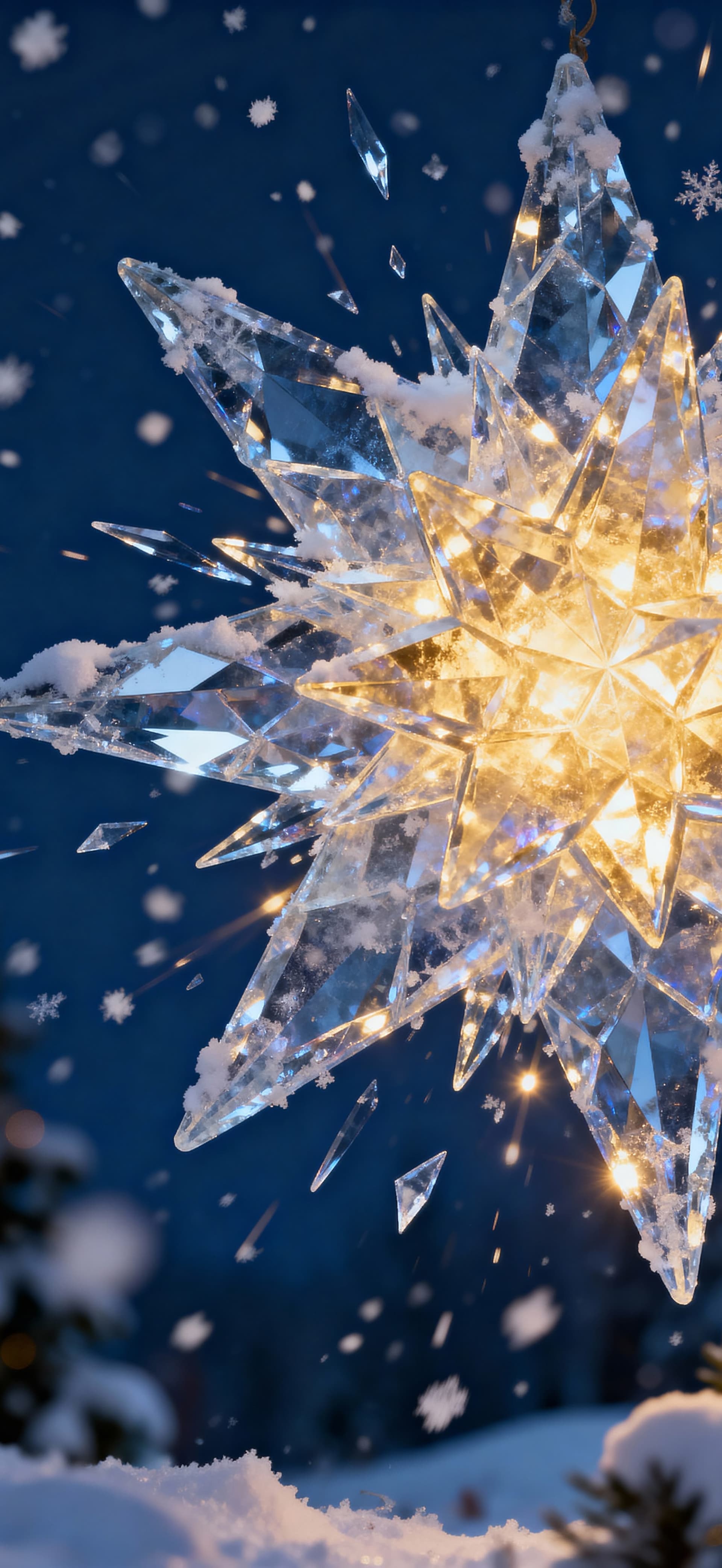 Ice Christmas Star 3 - free phone wallpaper