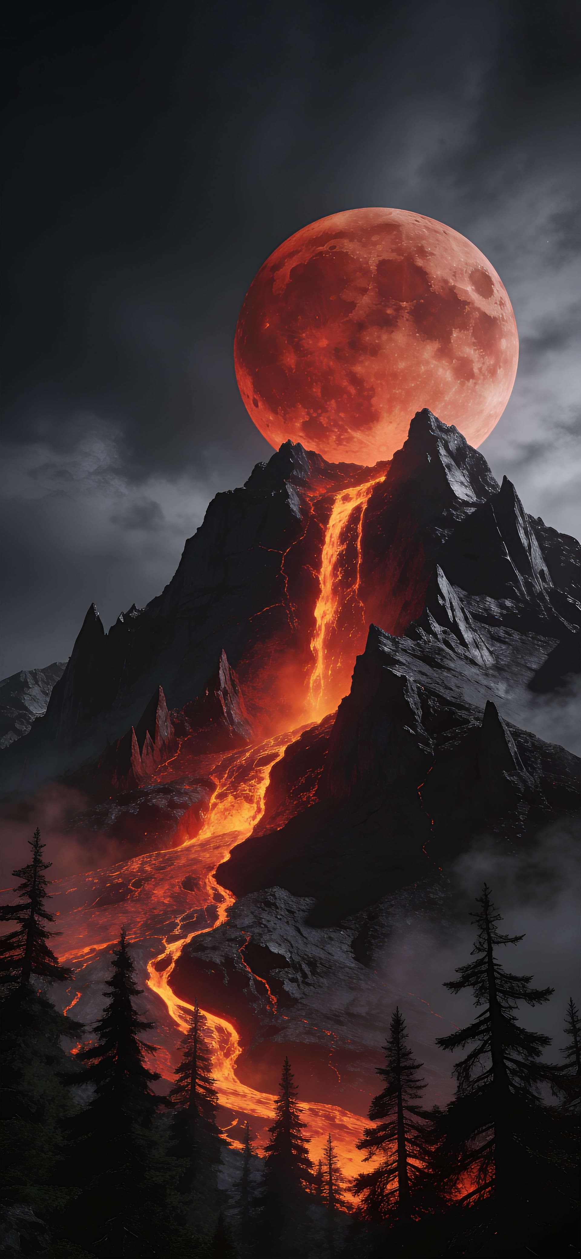 Volcanic Blood Moon - Pro phone wallpaper
