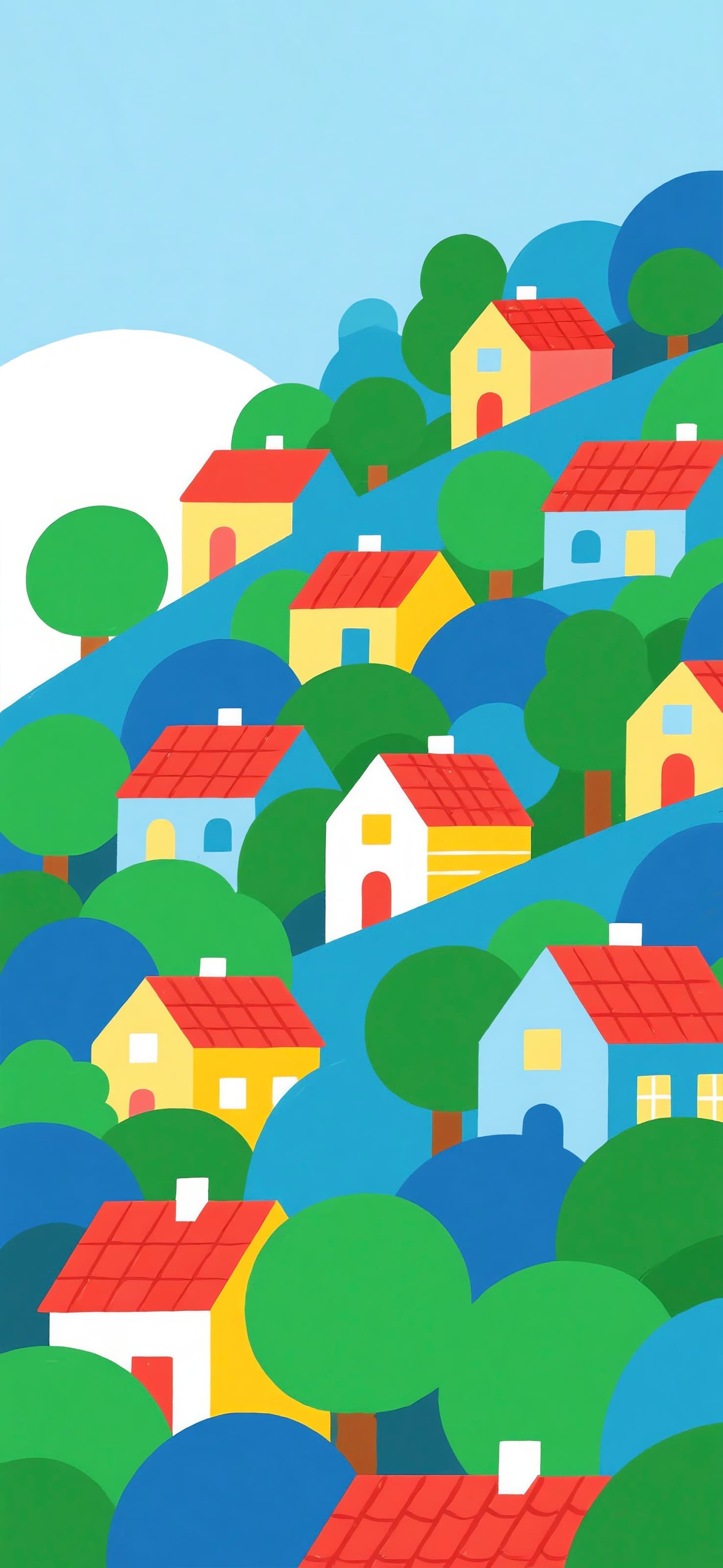 Colorful Hillside Village 1 - free phone wallpaper