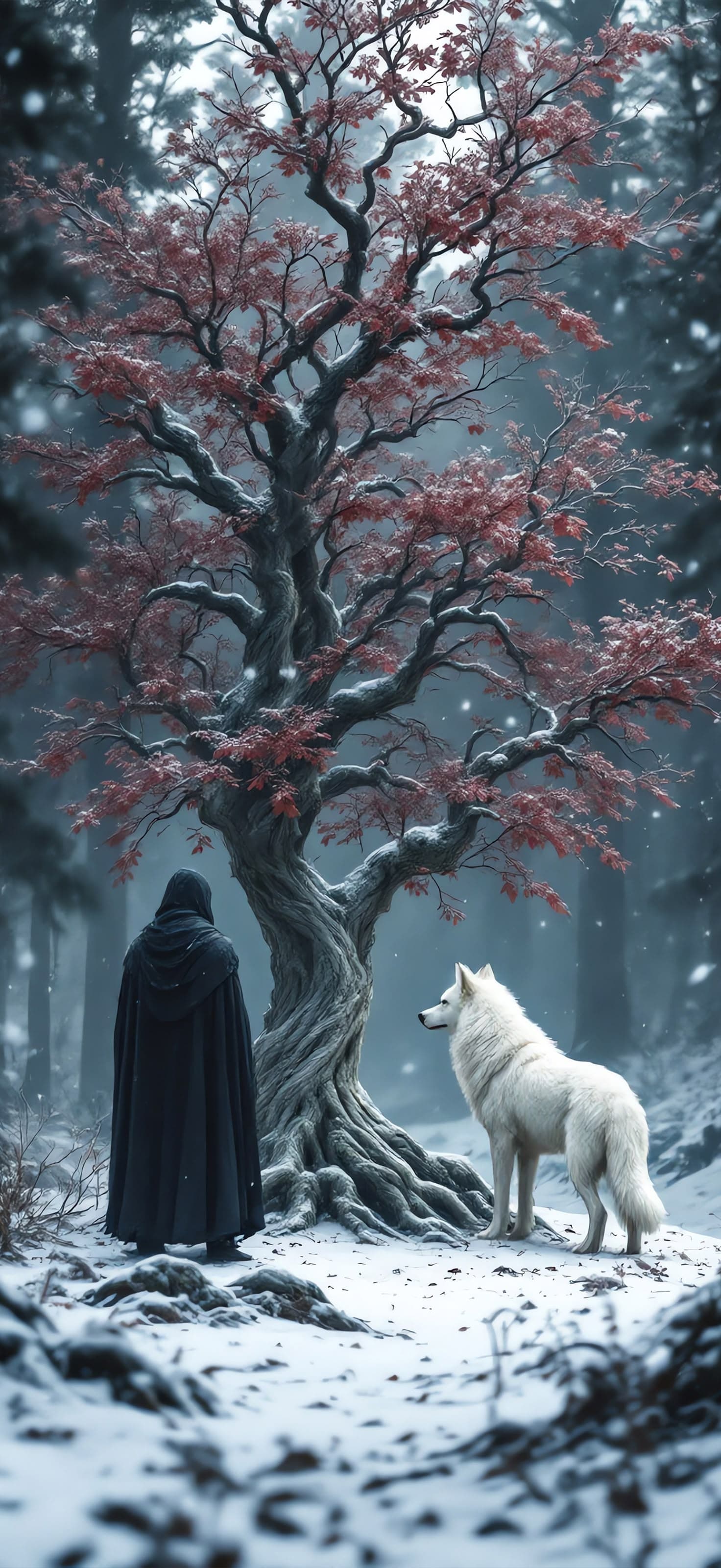 Red Leaves of Winter 2 - Pro phone wallpaper