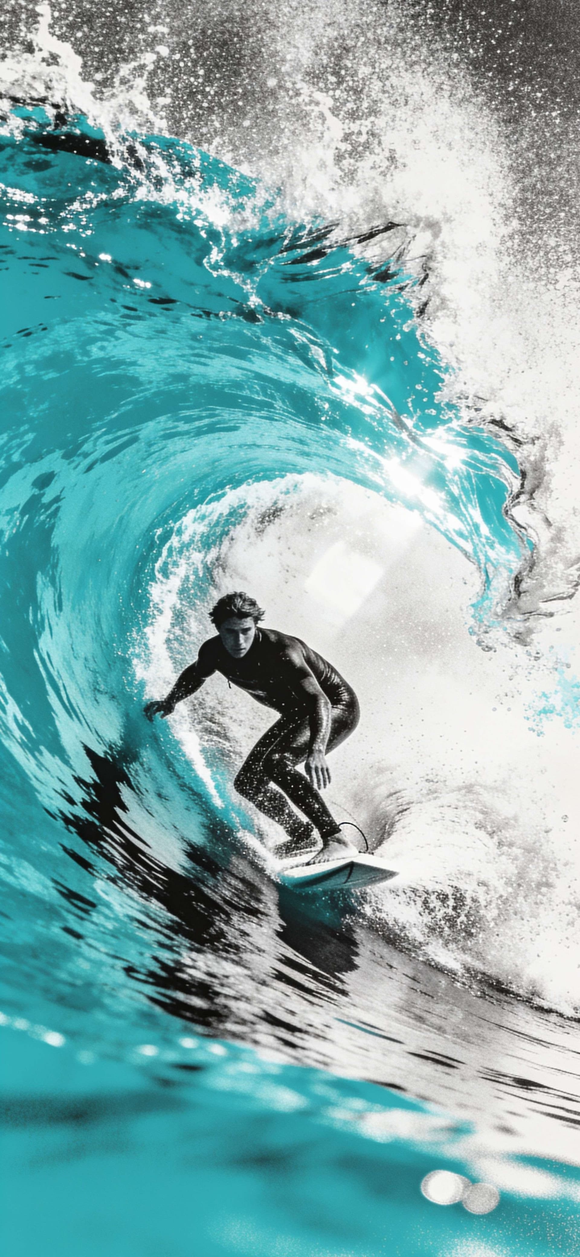 Turquoise Wave Barrel - Pro phone wallpaper