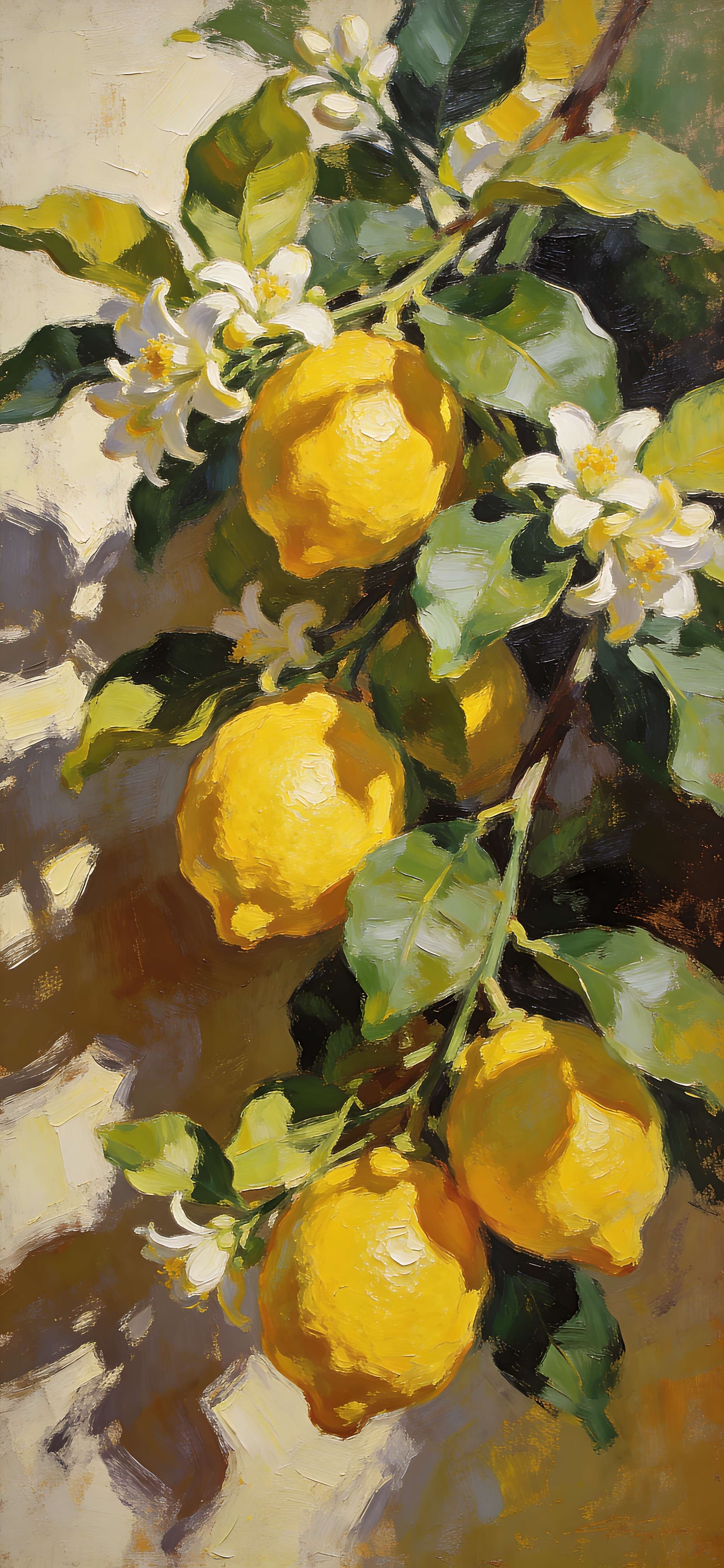 Lemon Branch Painting - free phone wallpaper