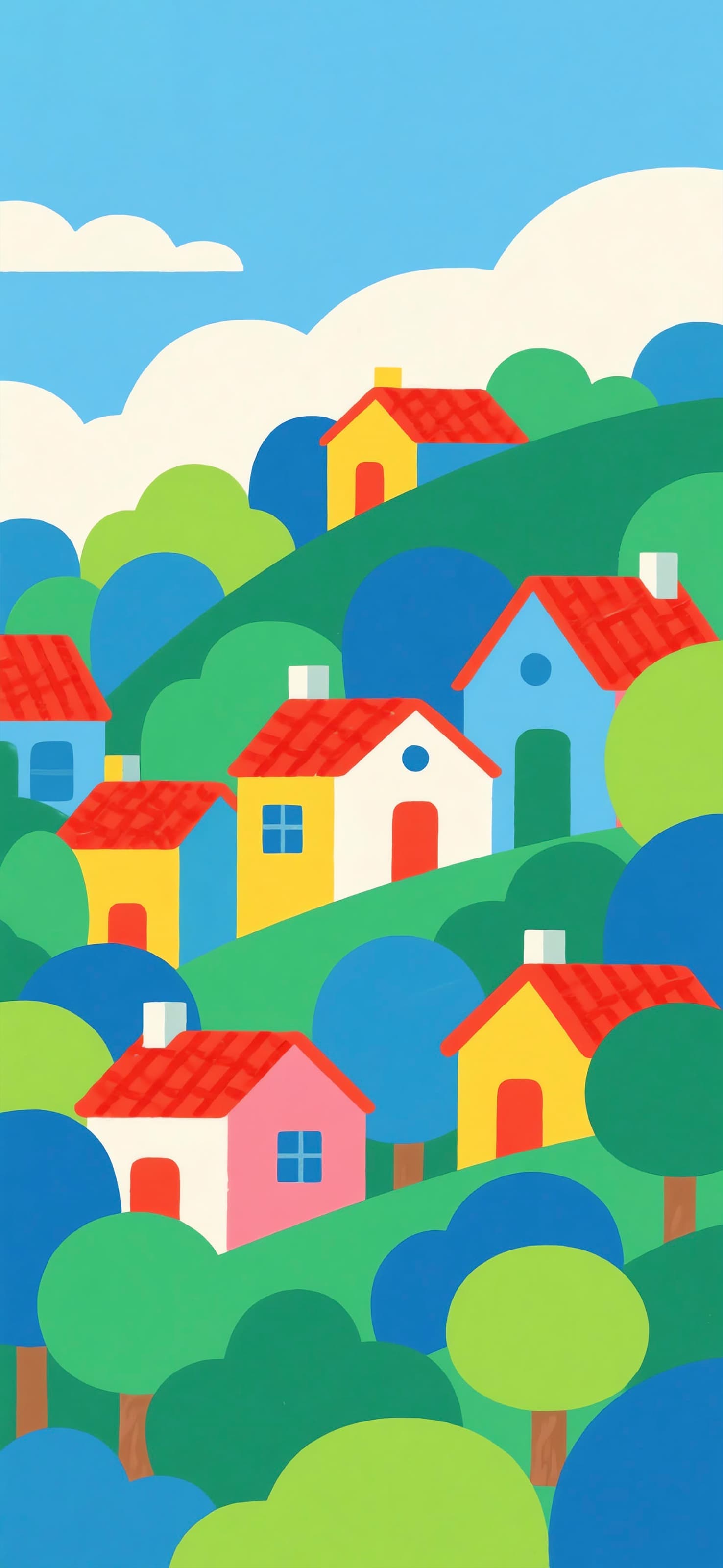 Colorful Hillside Village 2 - free phone wallpaper