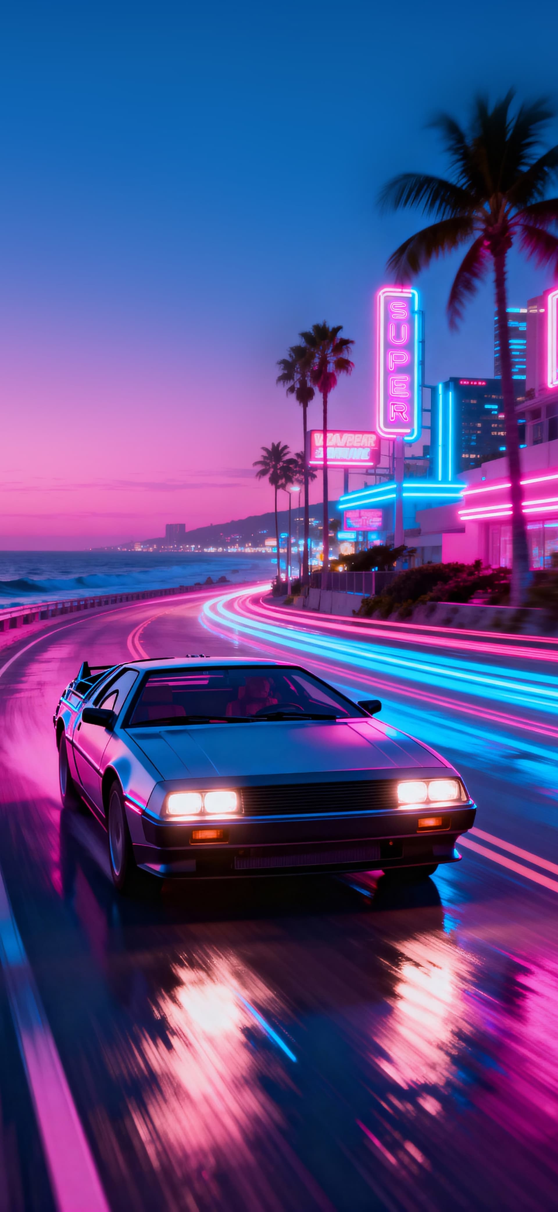 Neon Drive 3 - free phone wallpaper