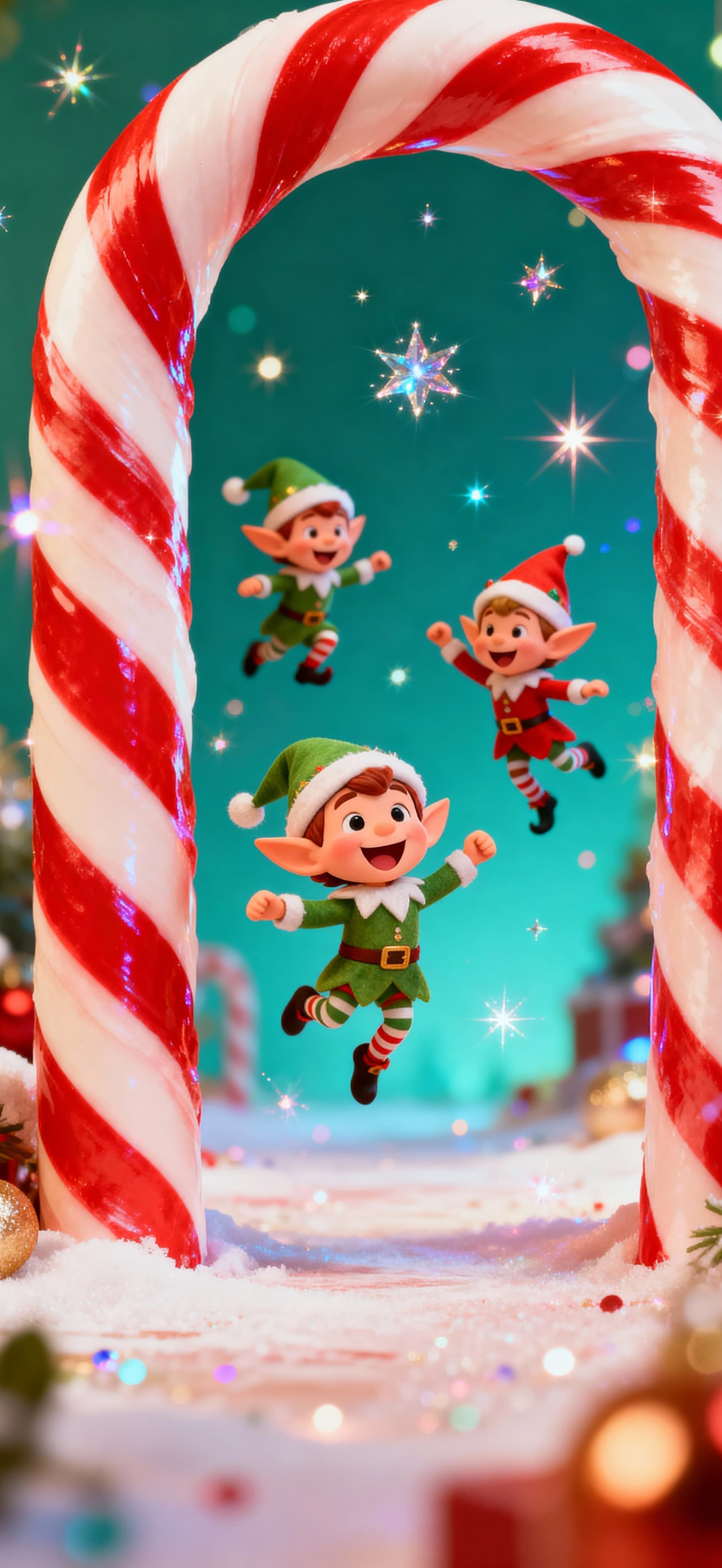 Joyful Christmas Elves 3 - free phone wallpaper