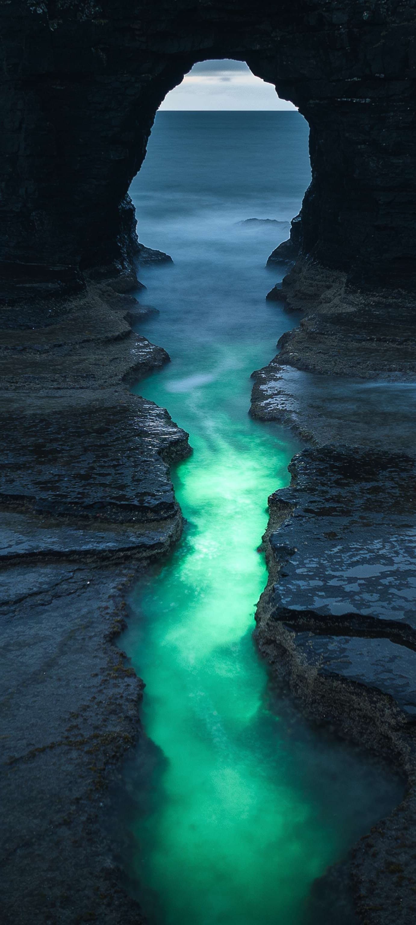 Glowing Ocean Arch - free phone wallpaper
