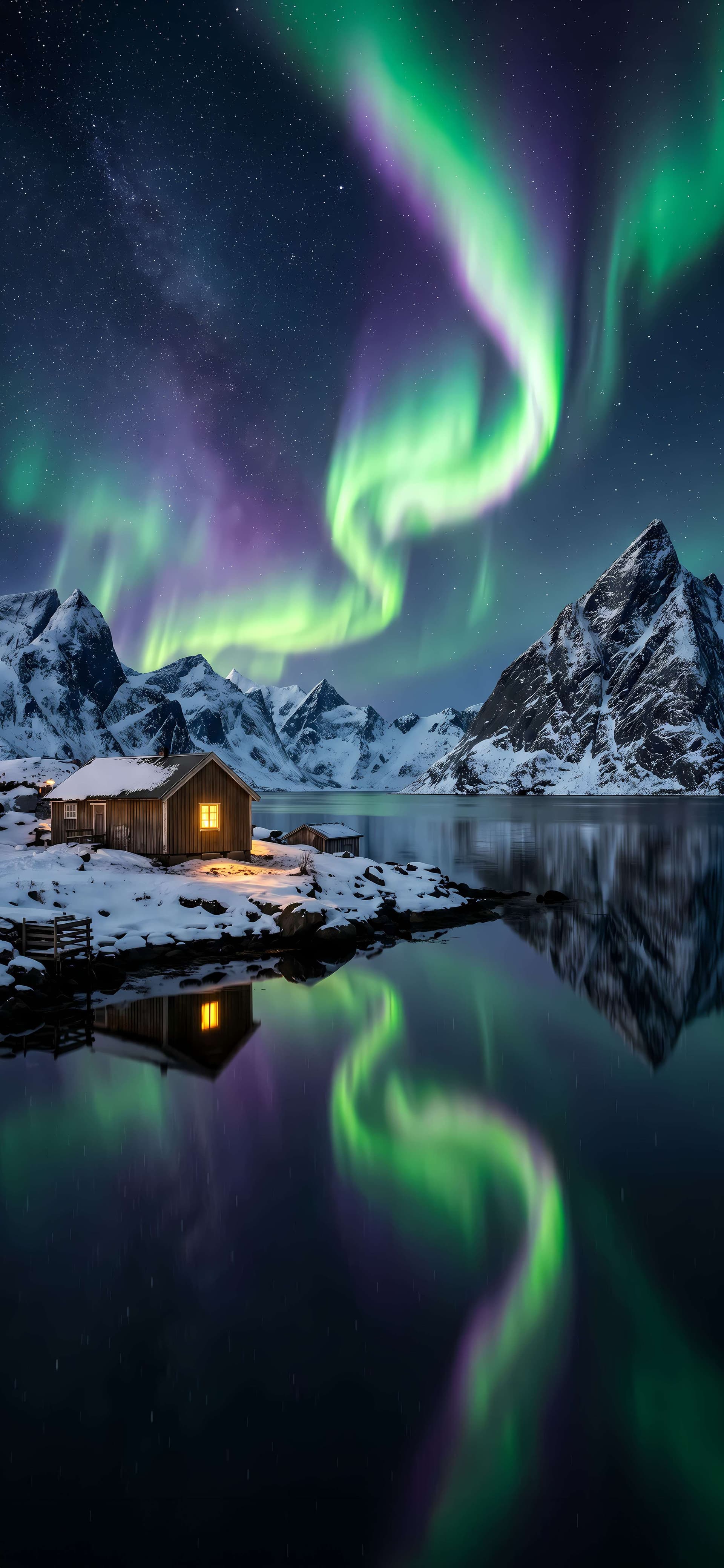 Northern Lights Reflection 2 - Pro phone wallpaper