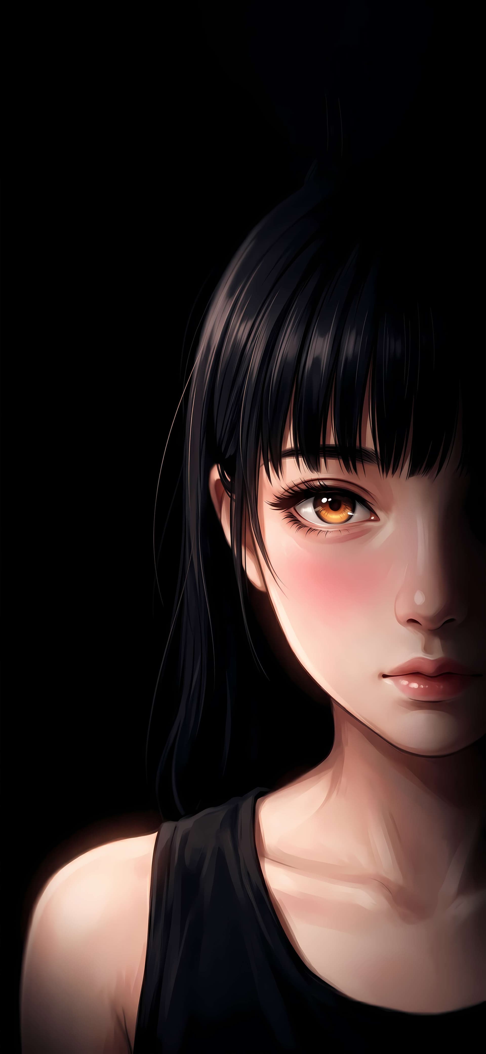 Enigmatic Anime Gaze - free phone wallpaper