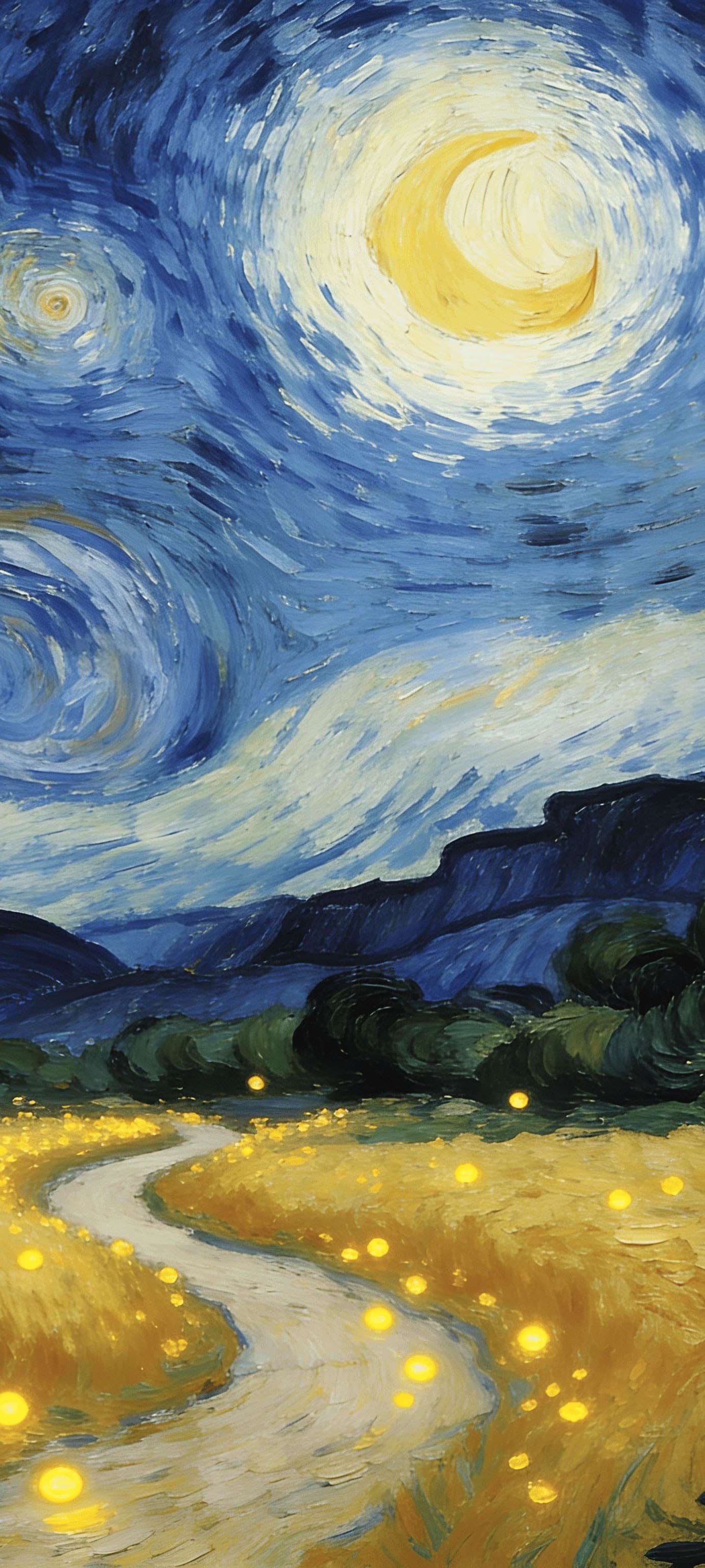 Starry Night Field - Pro phone wallpaper