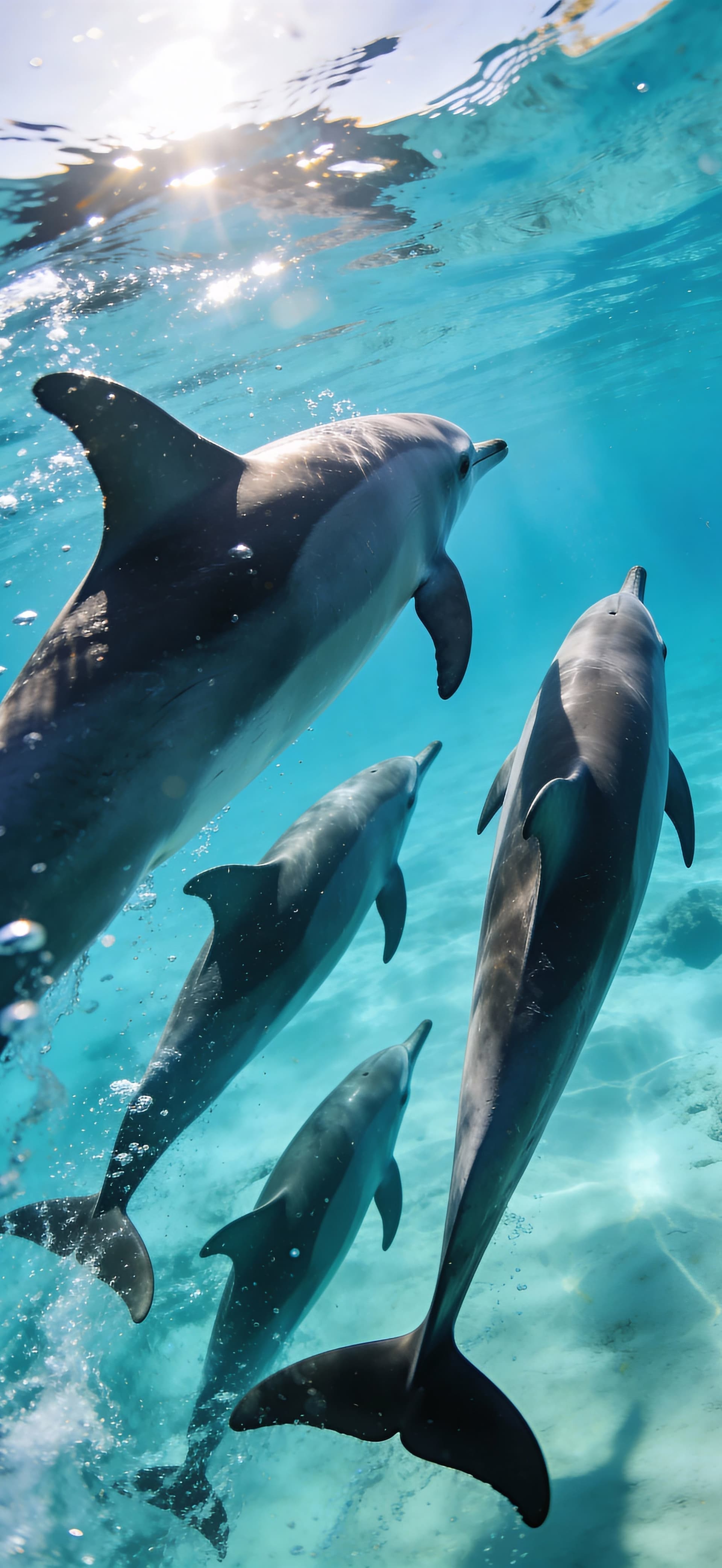 Dolphin Dive - free phone wallpaper