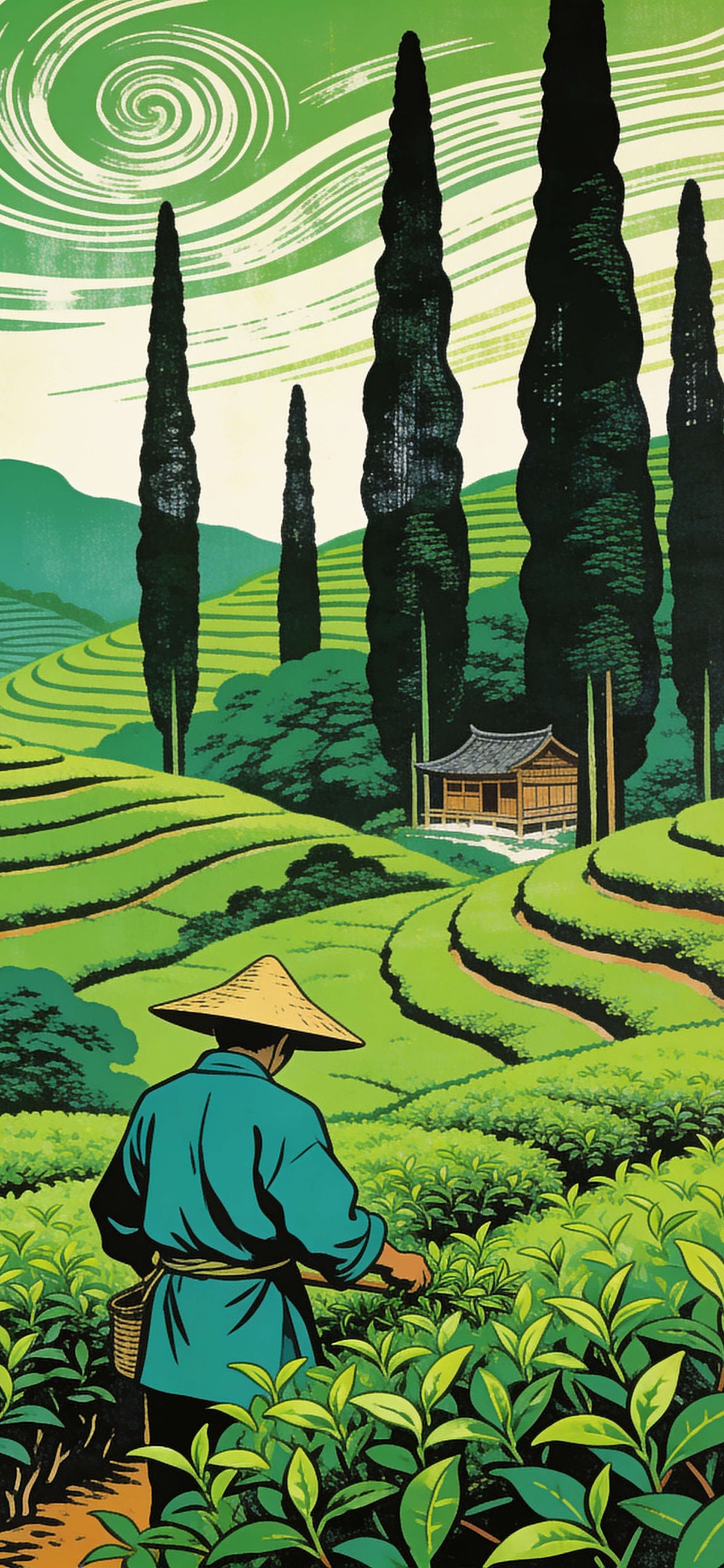 Terraced Tea Fields - free phone wallpaper