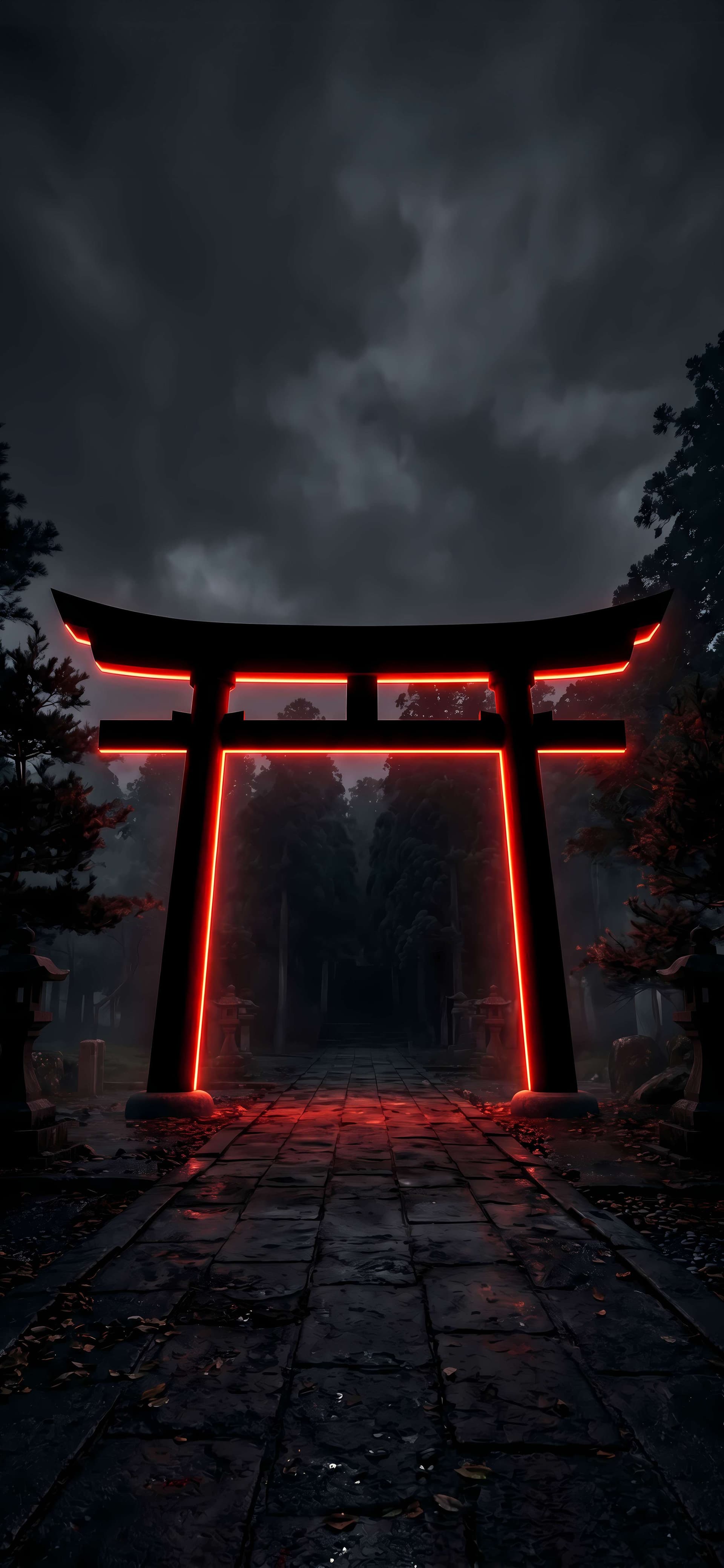 Neon Torii Gate - Pro phone wallpaper
