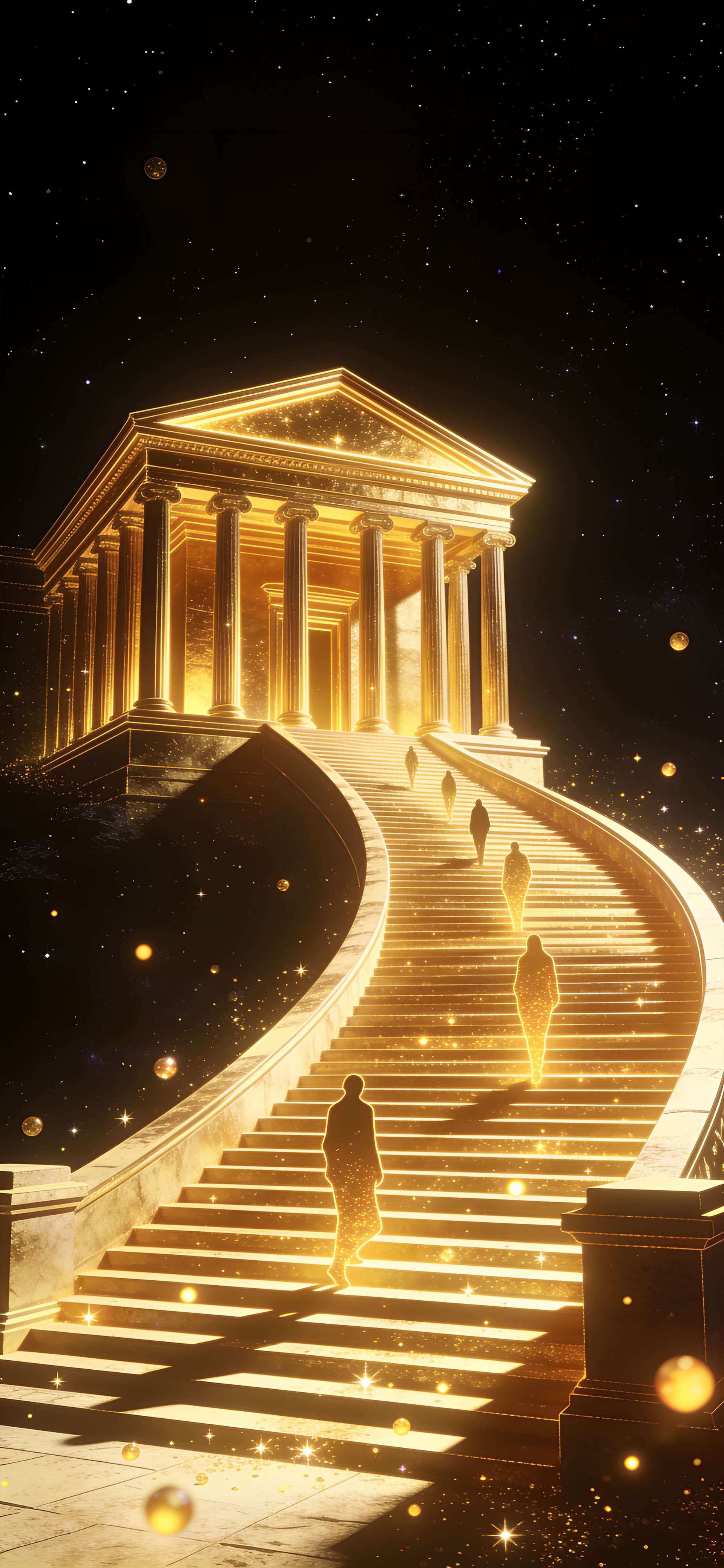 Golden Stairway Temple - Pro phone wallpaper