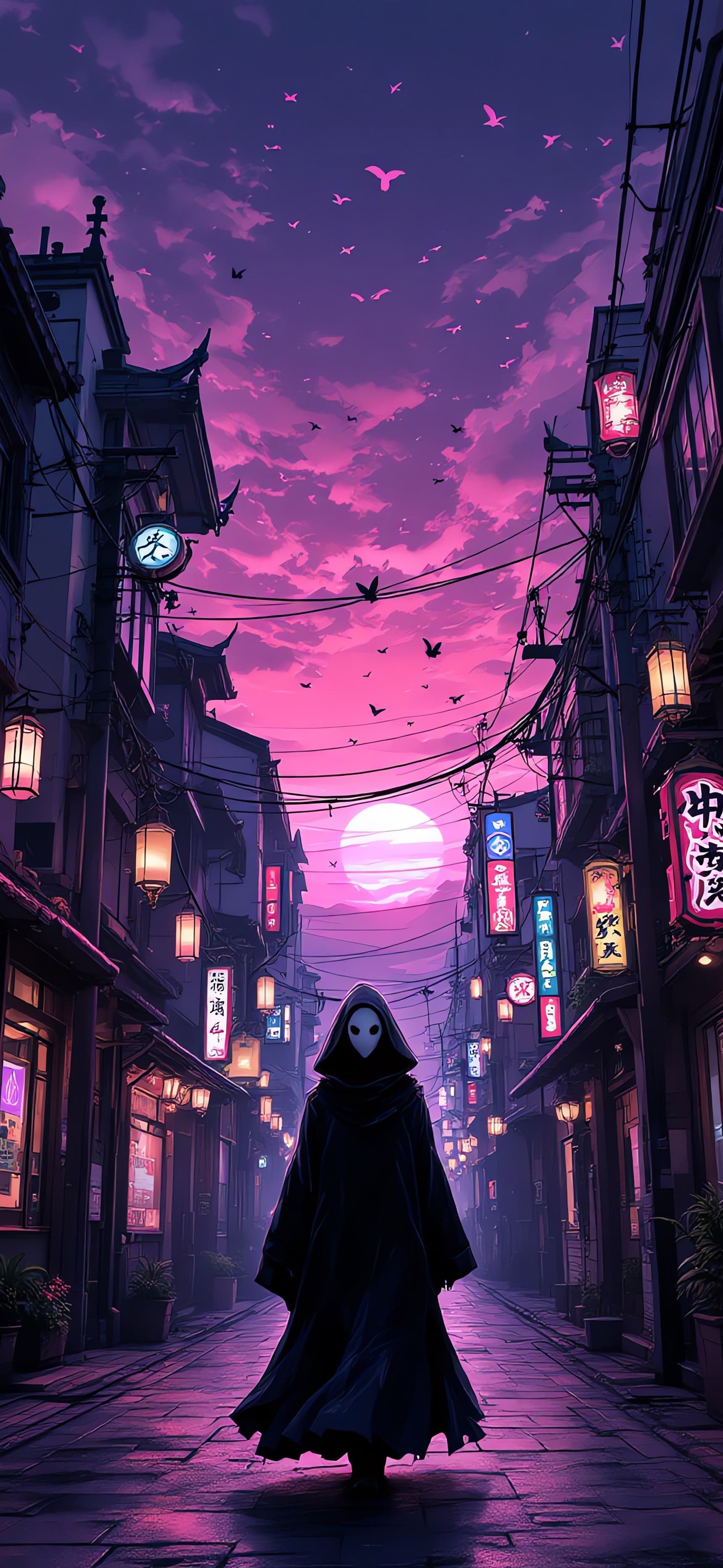 Neon Dusk Watcher 3 - free phone wallpaper