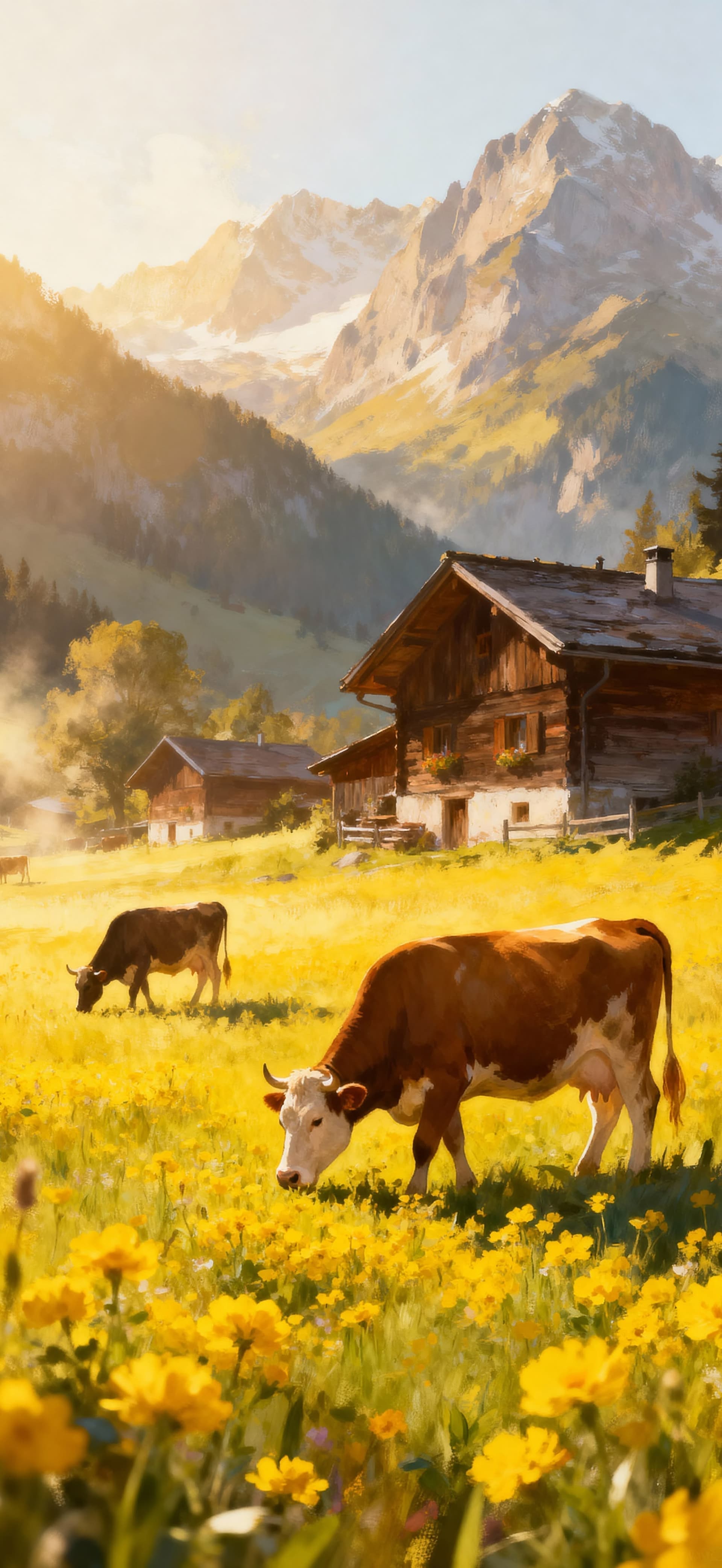 Alpine Morning Pastures 3 - free phone wallpaper