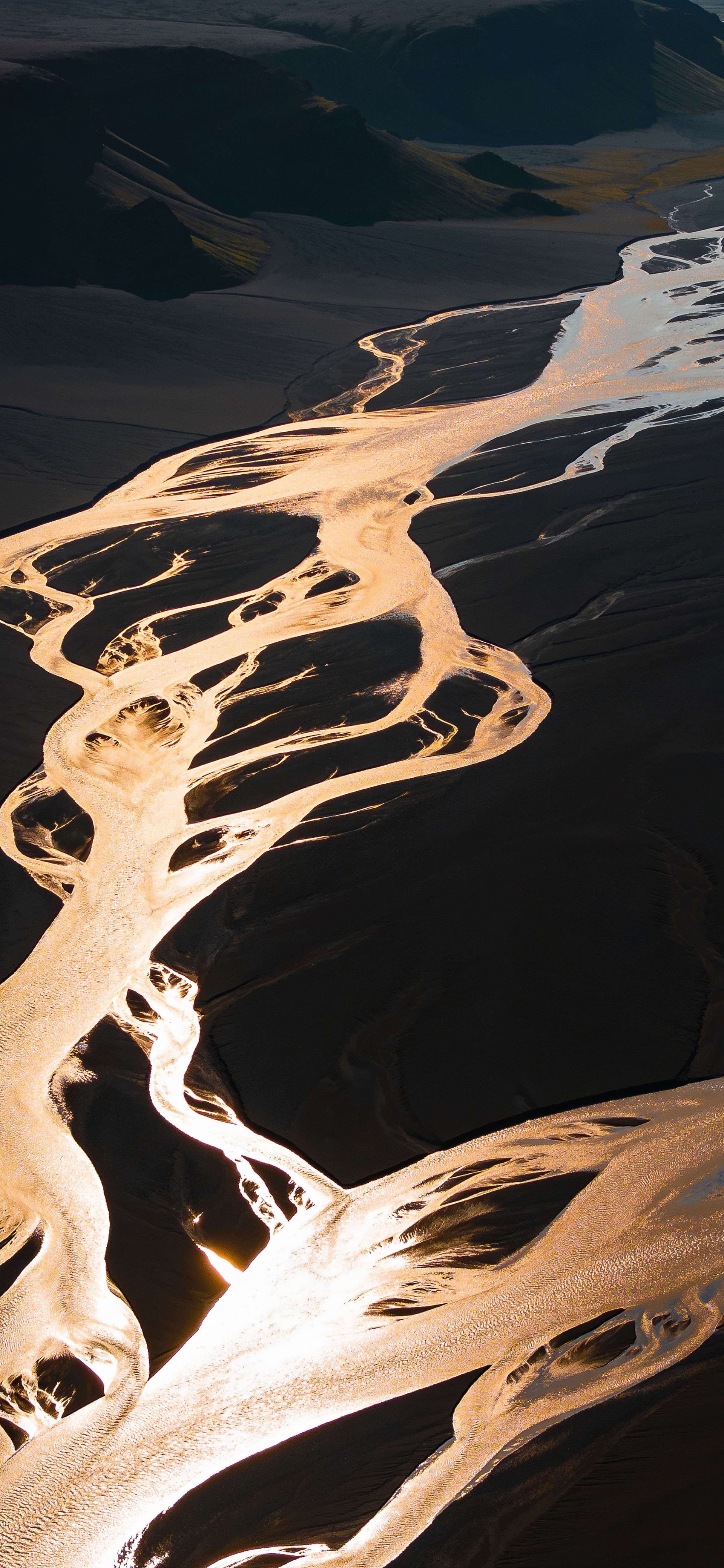Golden Braided Rivers - Pro phone wallpaper