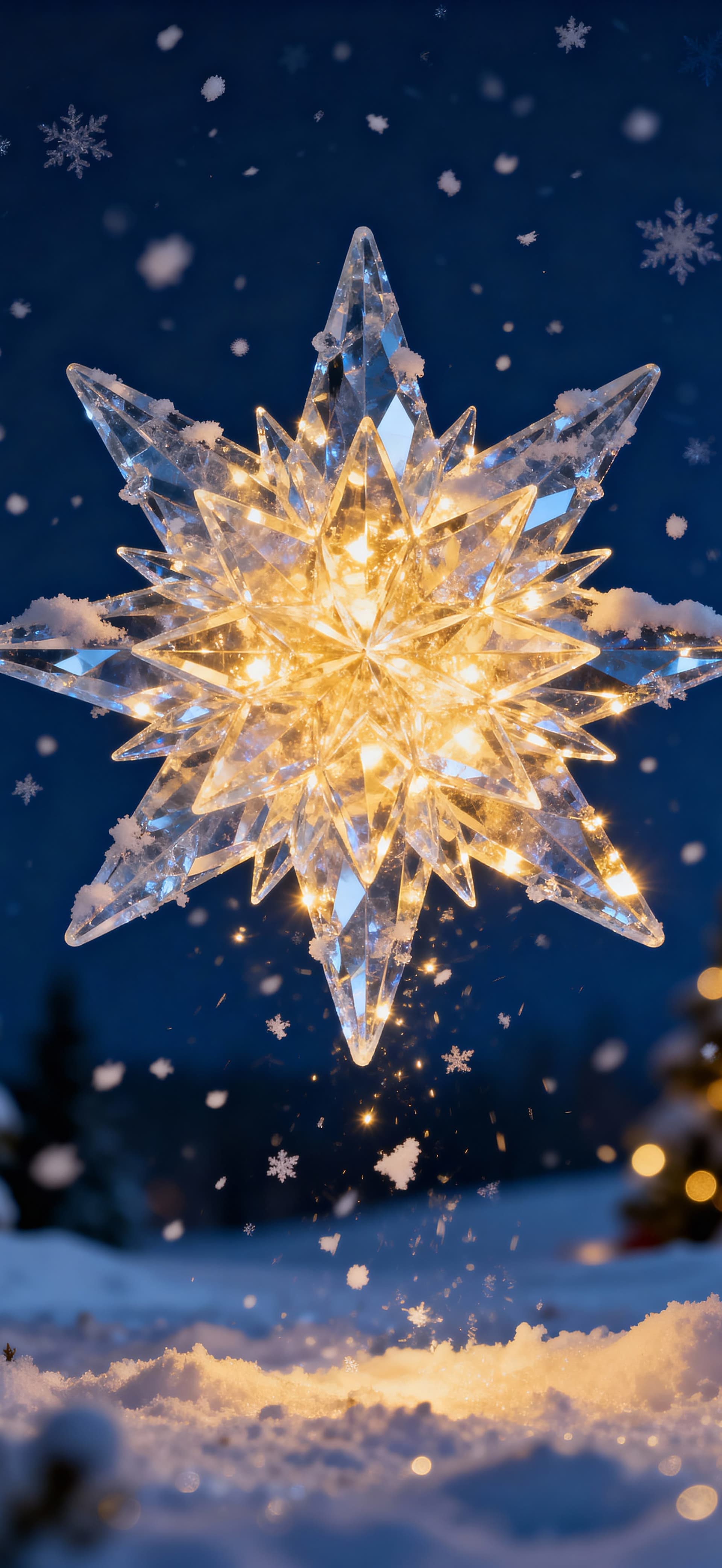 Ice Christmas Star 1 - free phone wallpaper