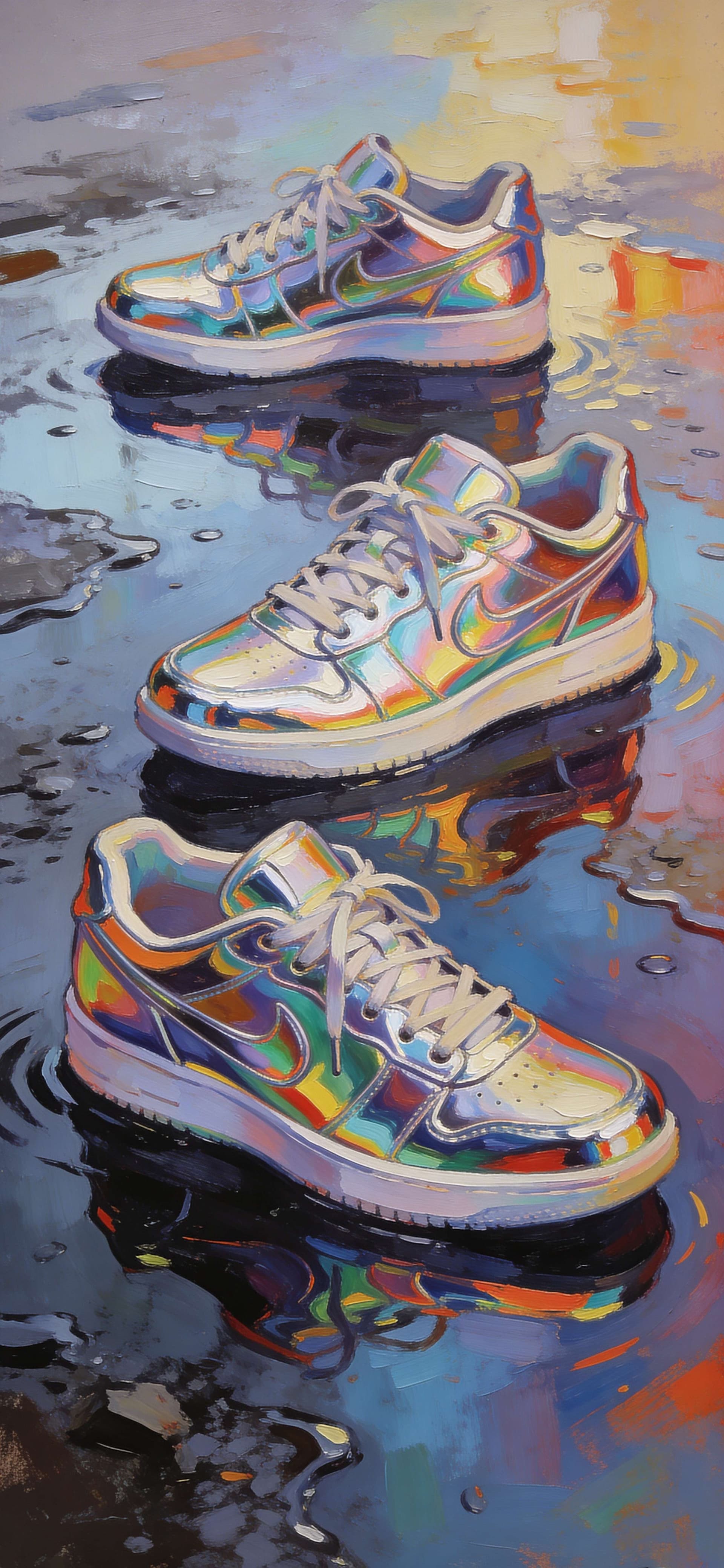 Chromatic Shoe Reflection - free phone wallpaper