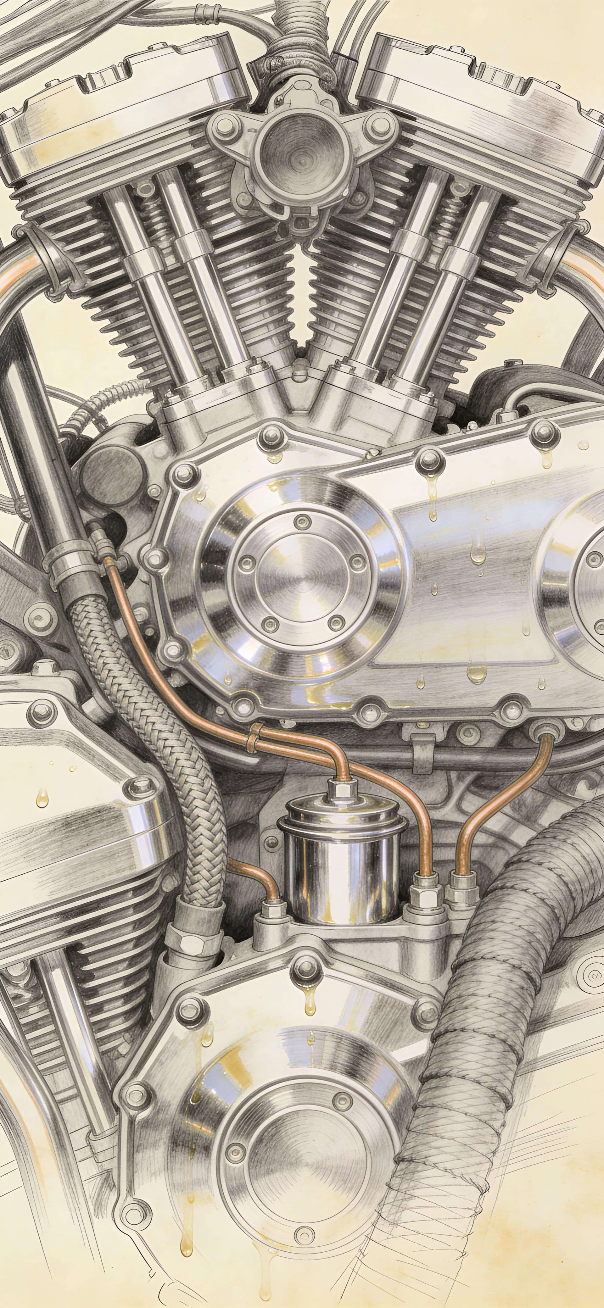 Engine Sketch Detail - Pro phone wallpaper
