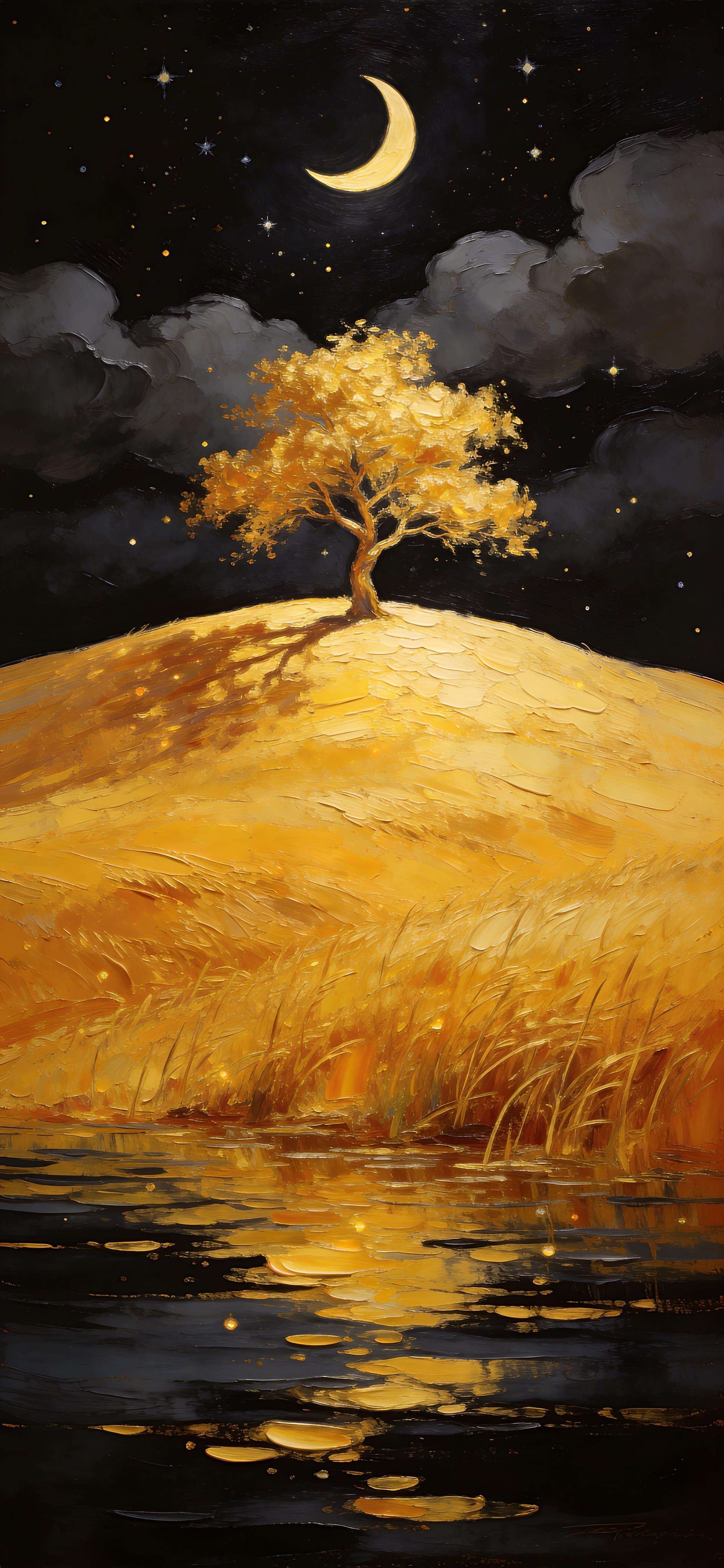 Golden Hill Tree 2 - Pro phone wallpaper