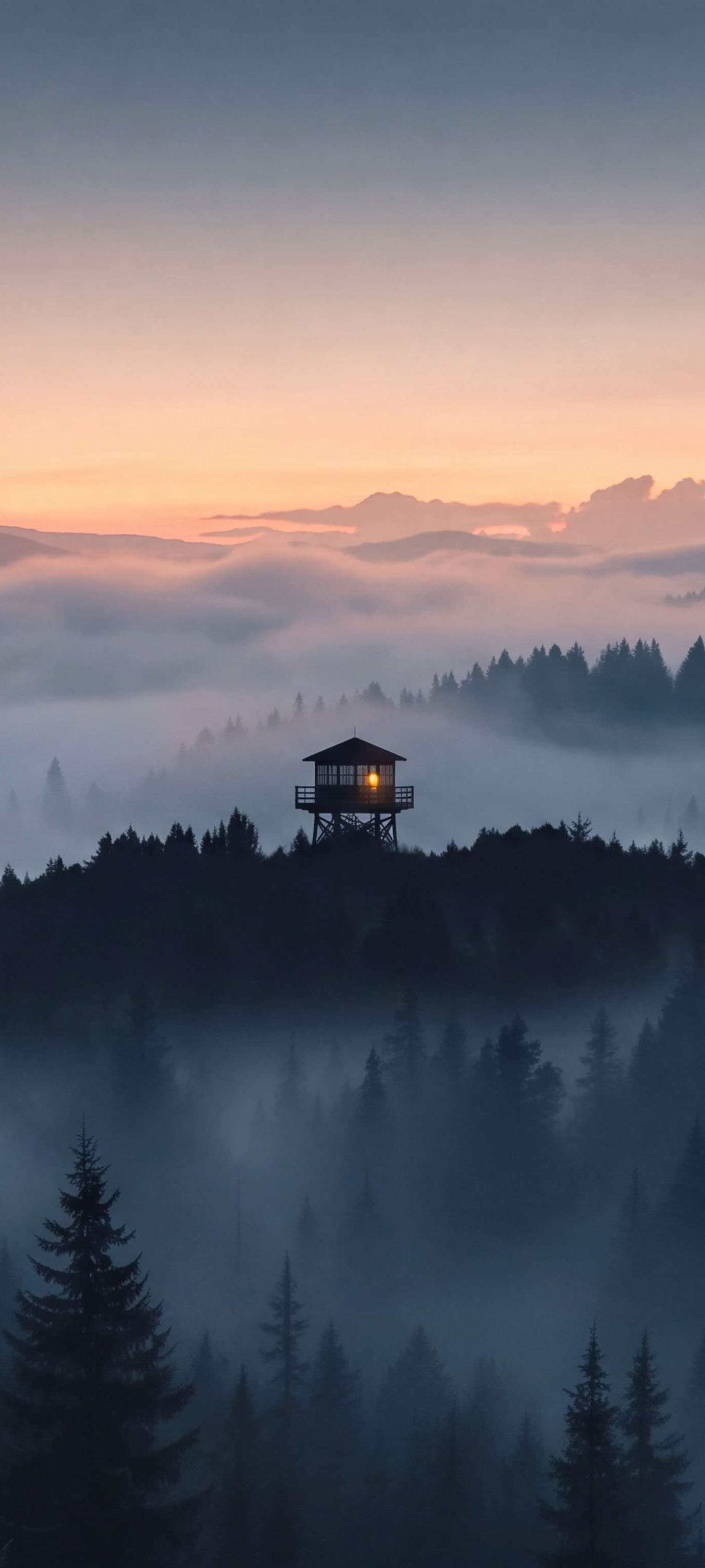 Watchtower In Fog - free phone wallpaper
