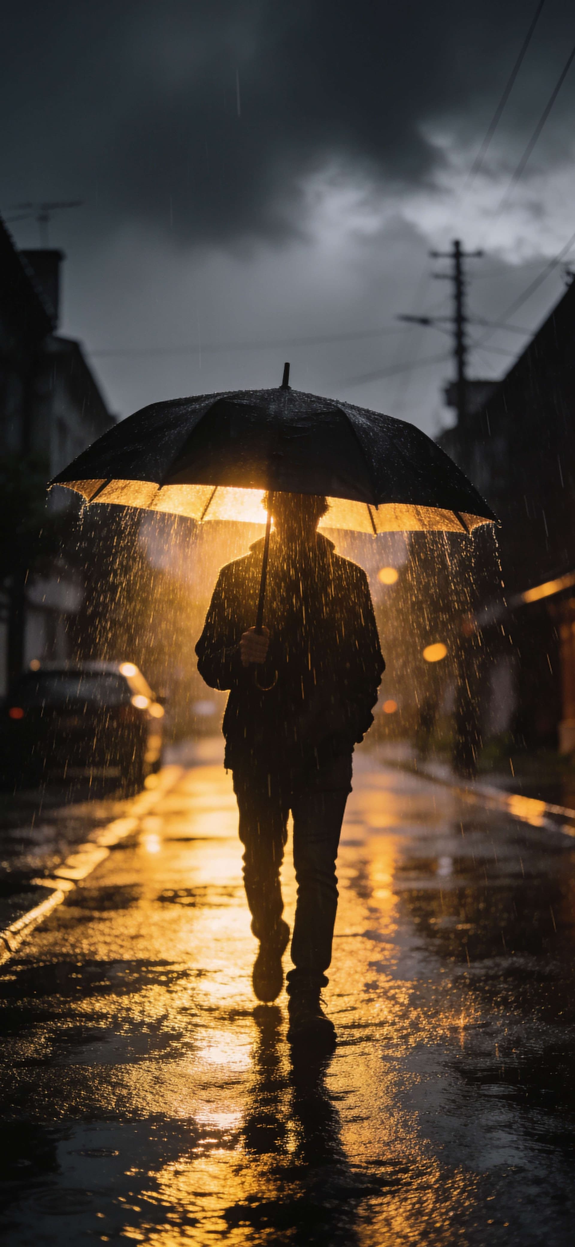 Rainy Night Walk - Pro phone wallpaper