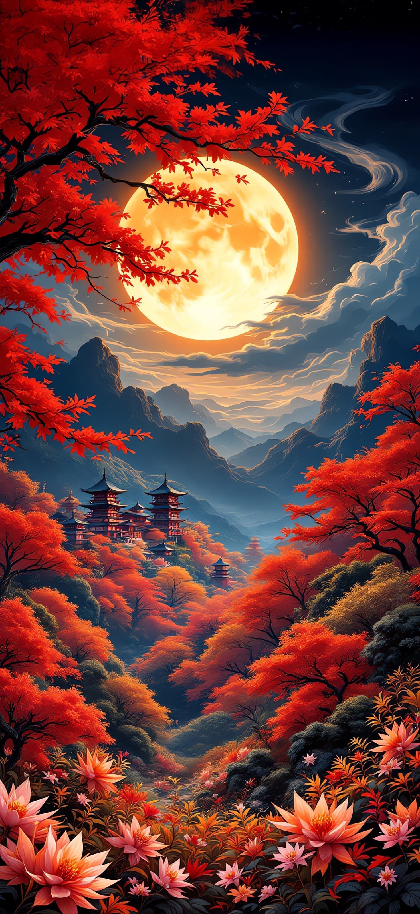 Crimson Temple Moon 1 - Pro phone wallpaper