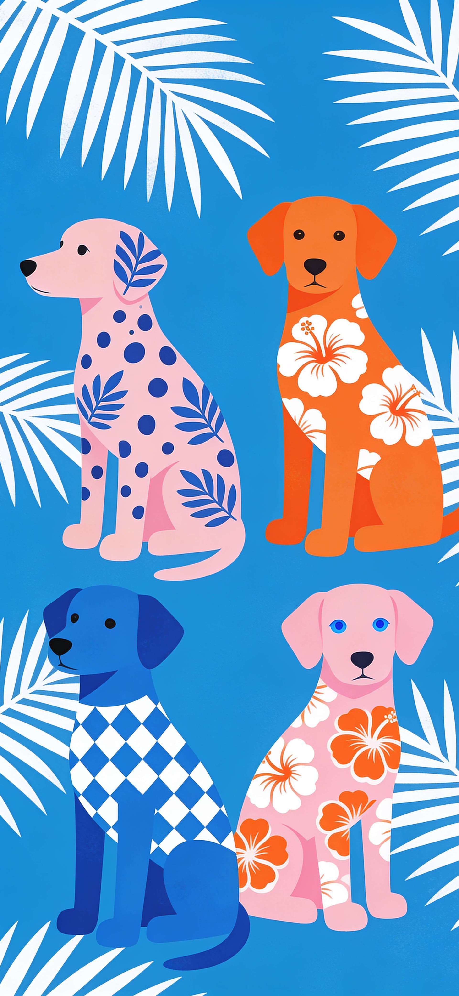 Tropical Pattern Pups - Pro phone wallpaper