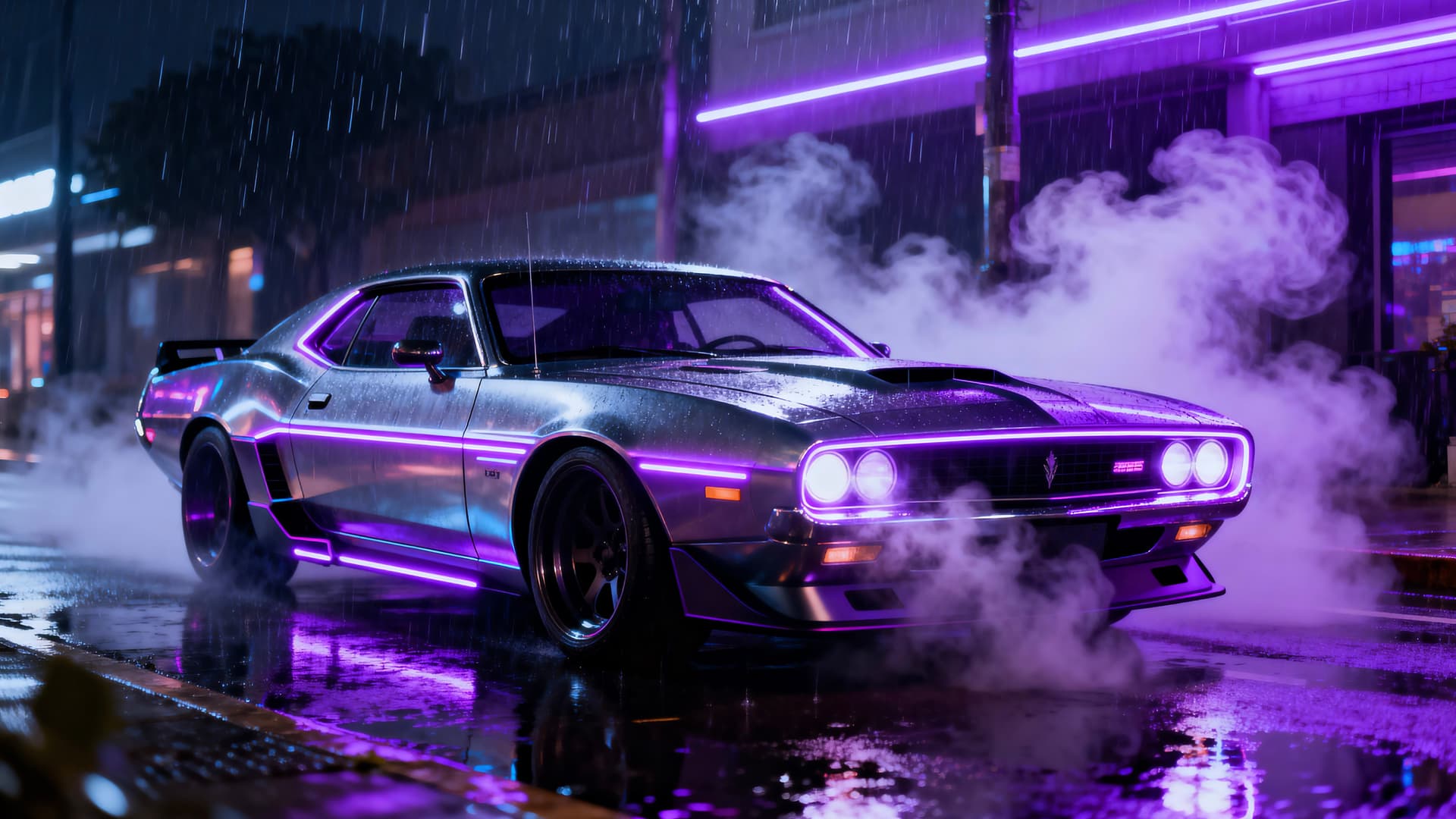 Neon Rain Muscle 1 - free desktop wallpaper