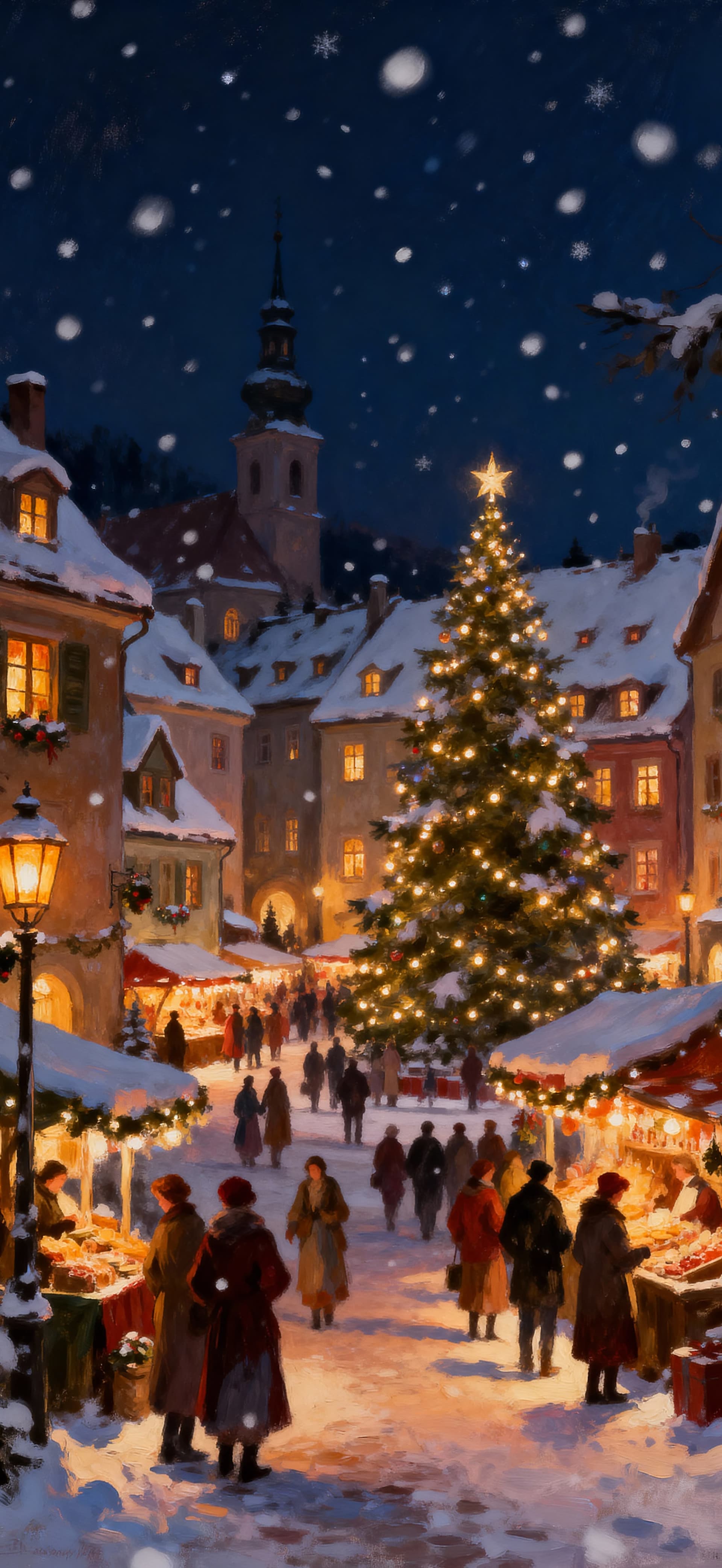 Christmas night in the city 3 - free phone wallpaper