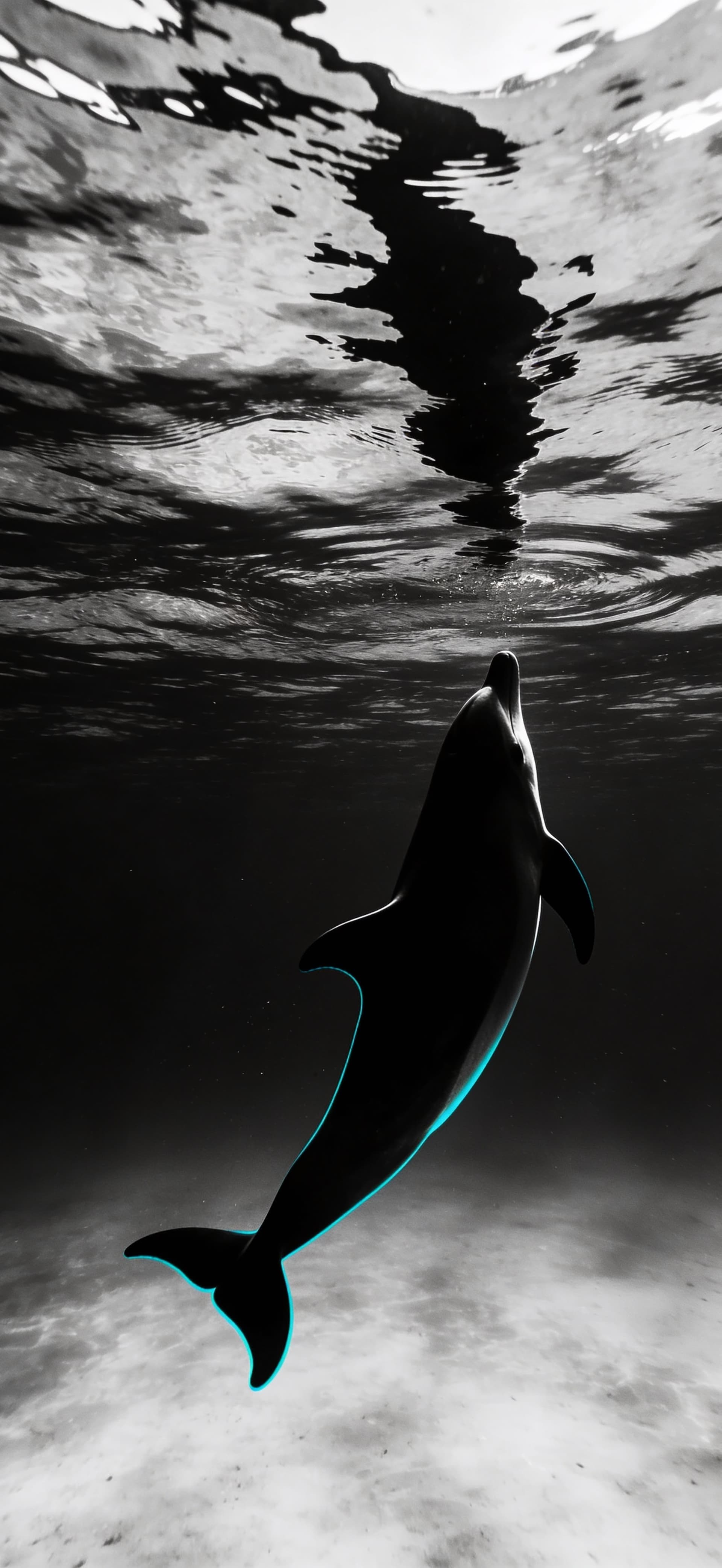 Monochrome Dolphin Dive - free phone wallpaper