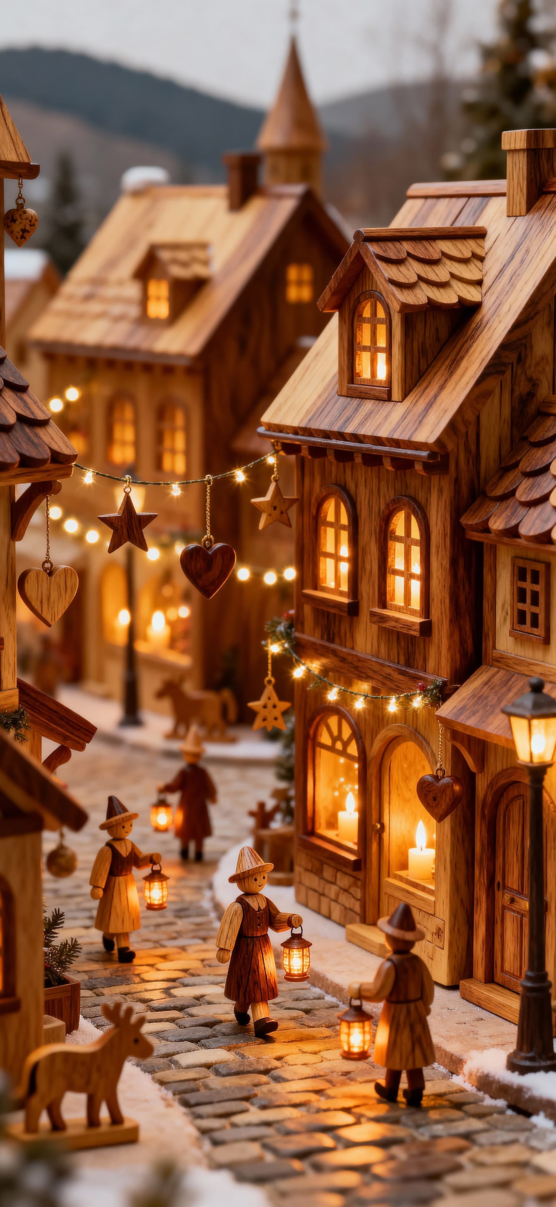Wooden Winter Village 1 - free phone wallpaper