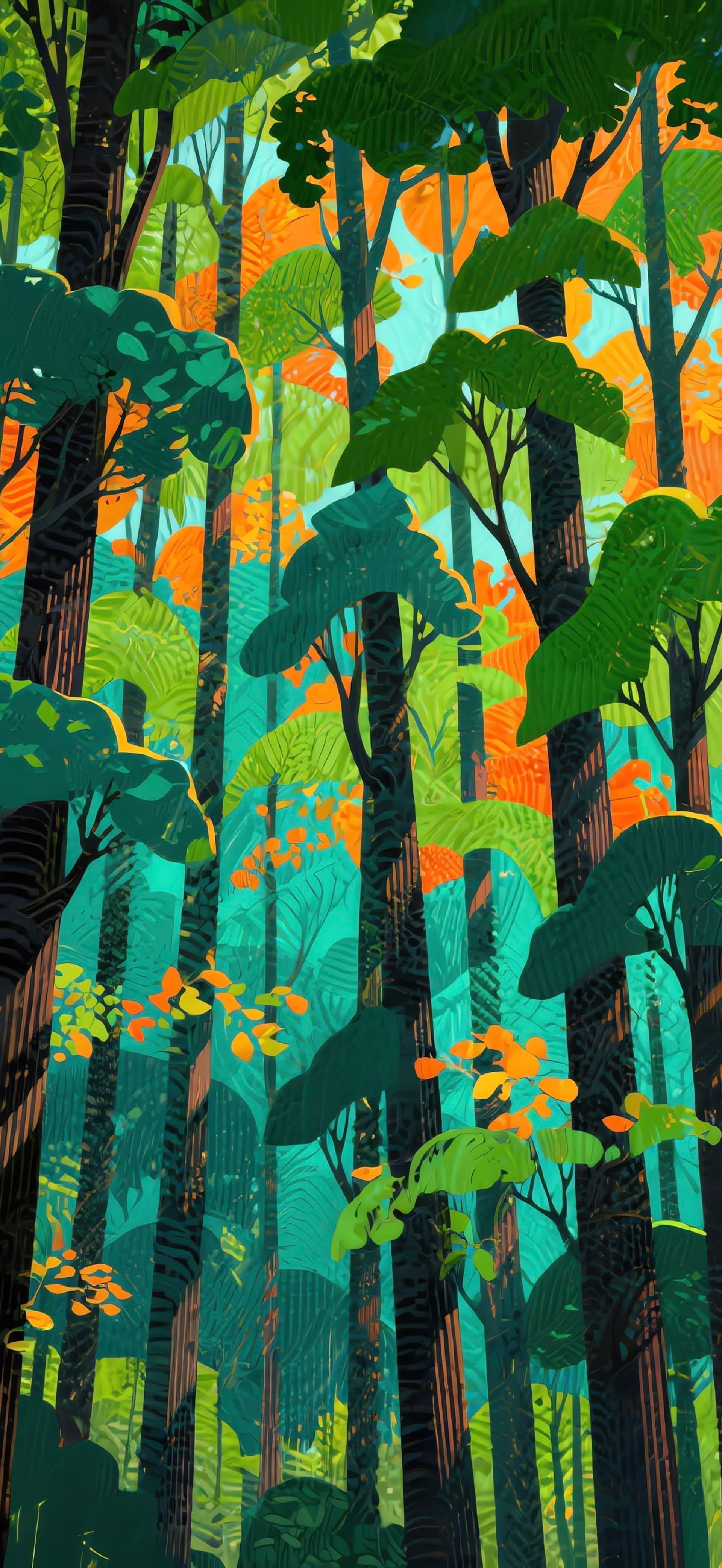 Vibrant Forest Canopy - Pro phone wallpaper