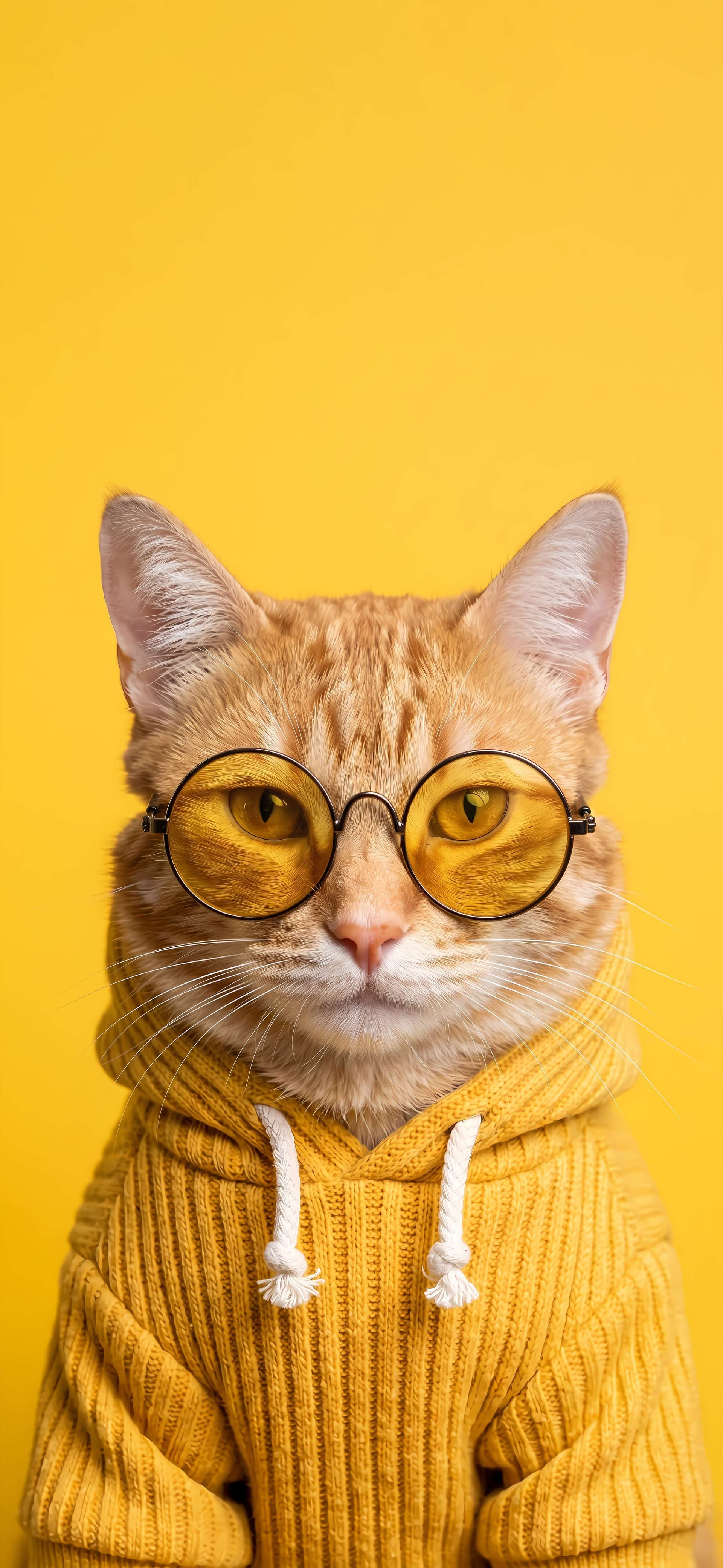 Hipster Cat Portrait - free phone wallpaper