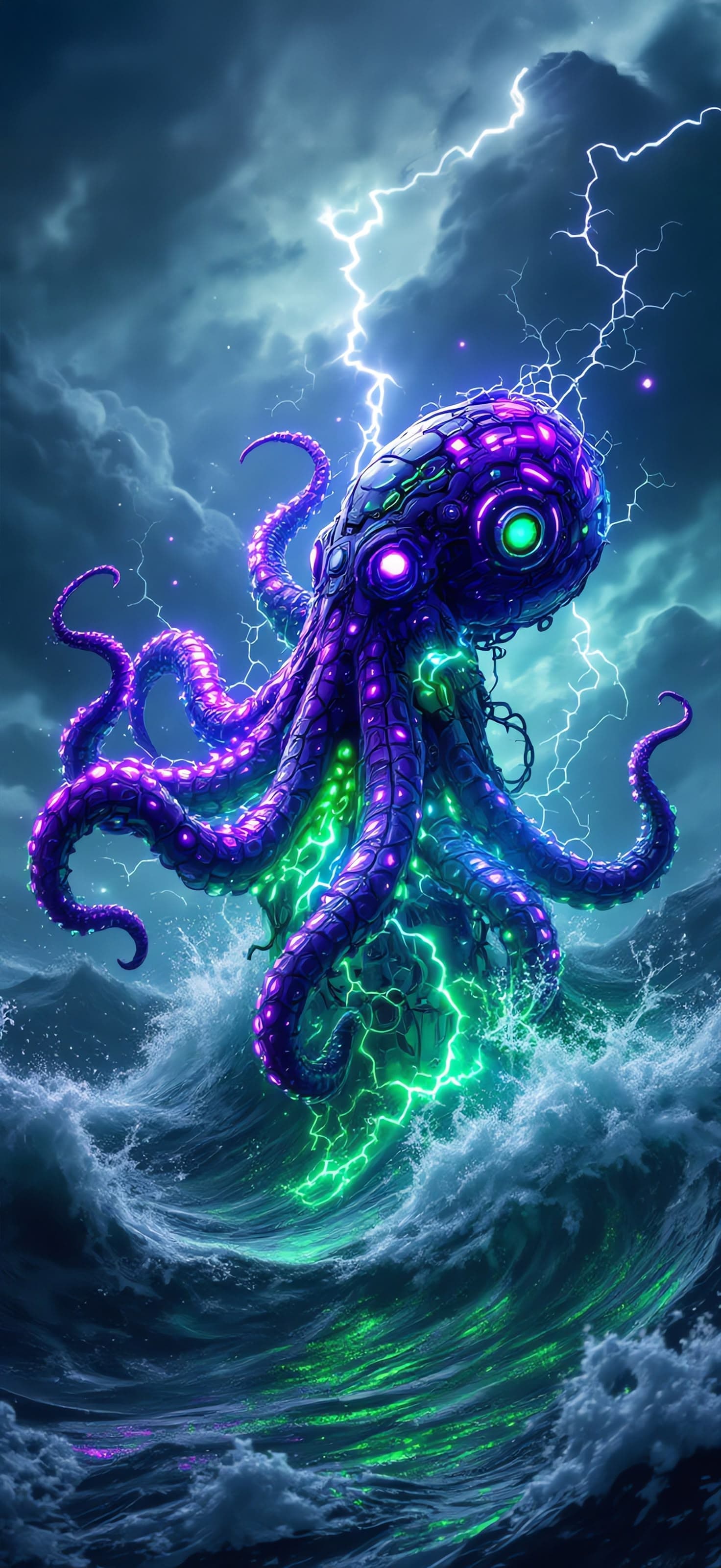 Neon Kraken 3 - Pro phone wallpaper